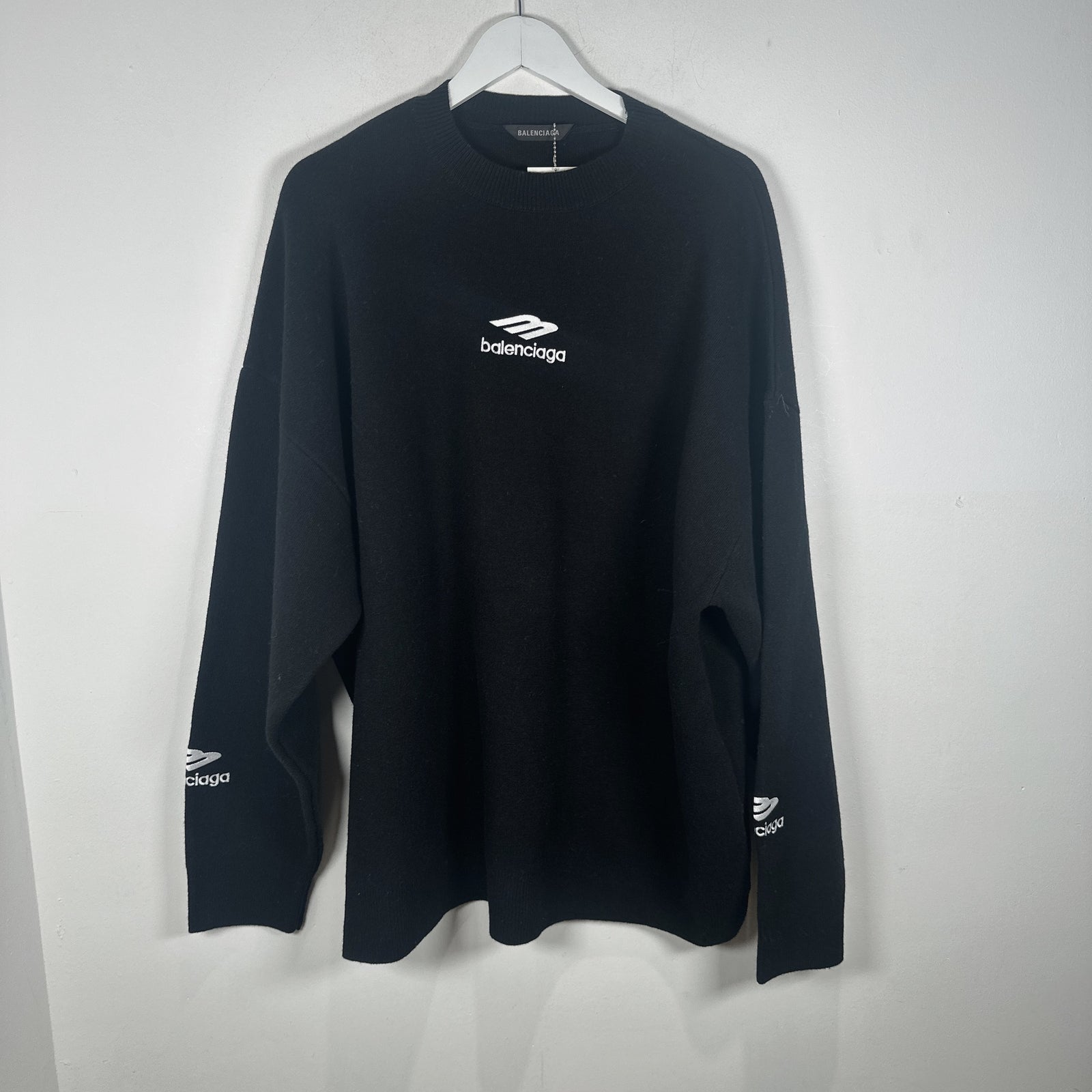 Balenciaga 3B Logo Black Ski Wool Sweater Size S