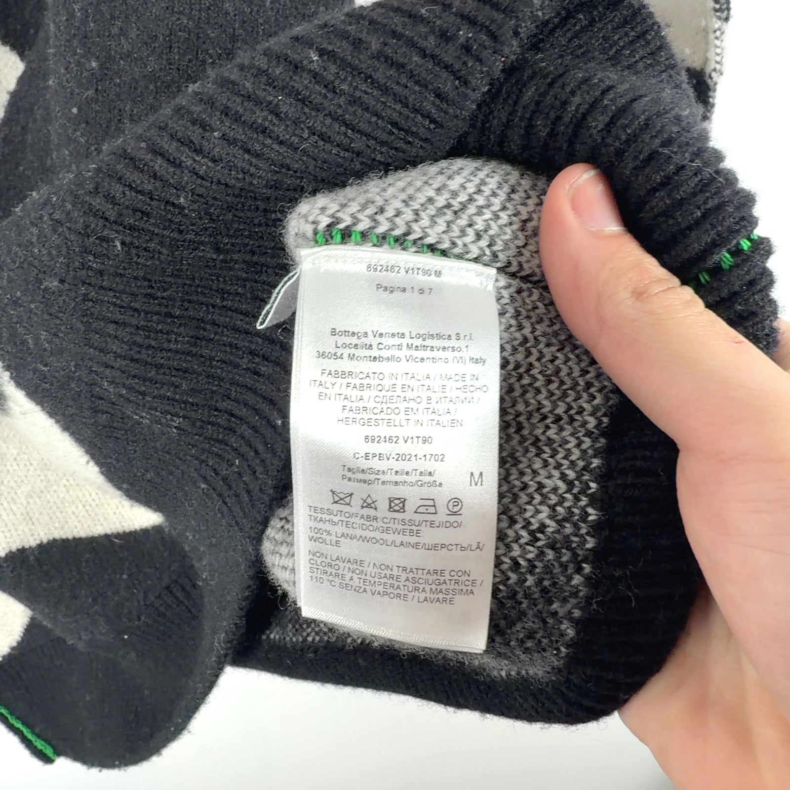 Bottega Veneta Wool Knit Contrast Stitching Sweater