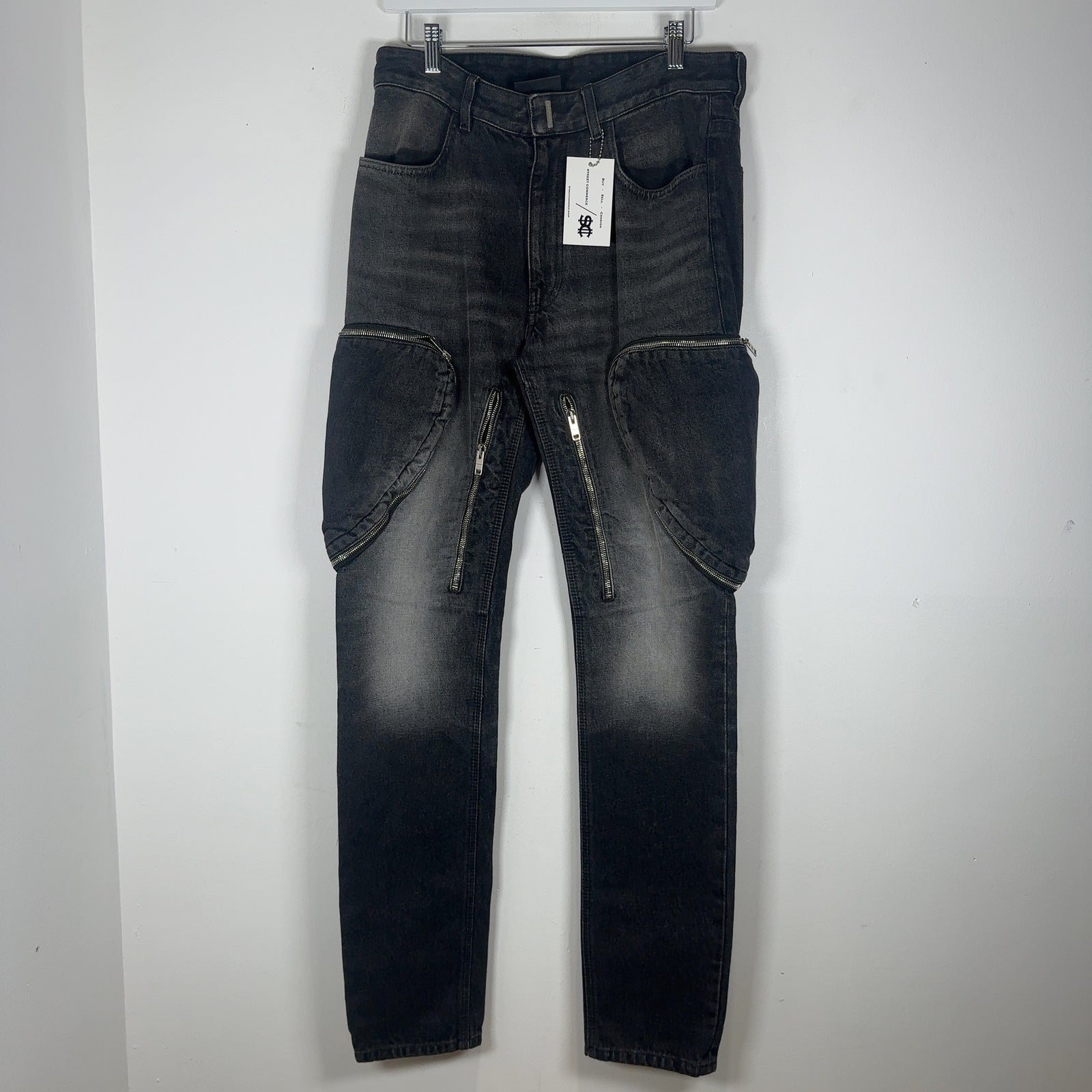 Givenchy Black Wash Cargo Zipper Jeans Size 30