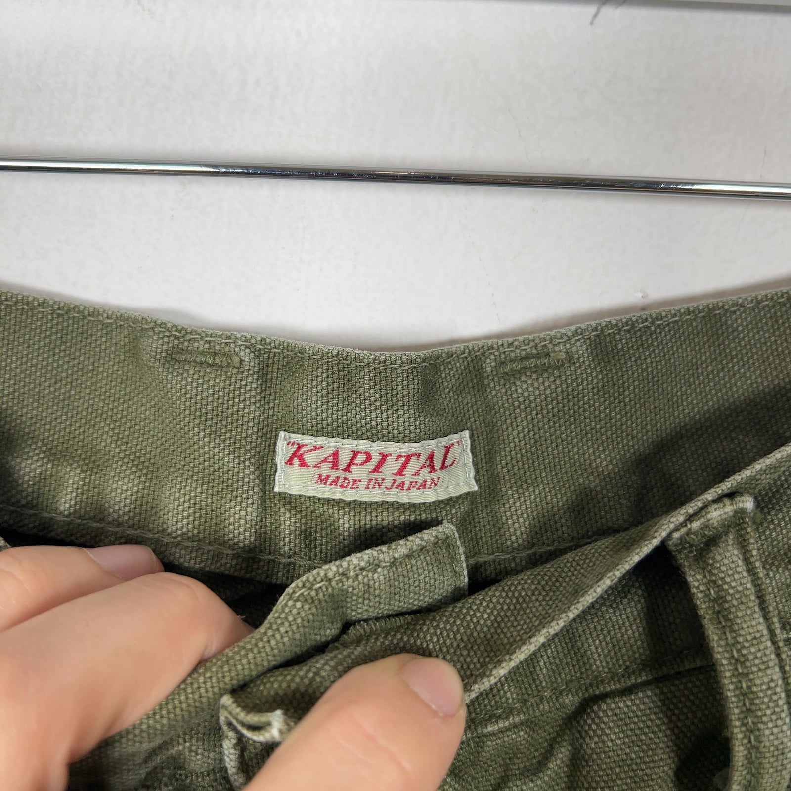 Kapital Green Cargo Pocket Canvas Cargo Pants