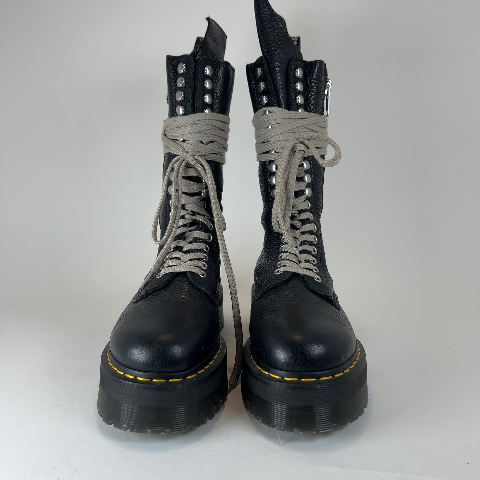Rick Owens x Doc Martins 1918 DXML Tall Lace Up Leather Boots