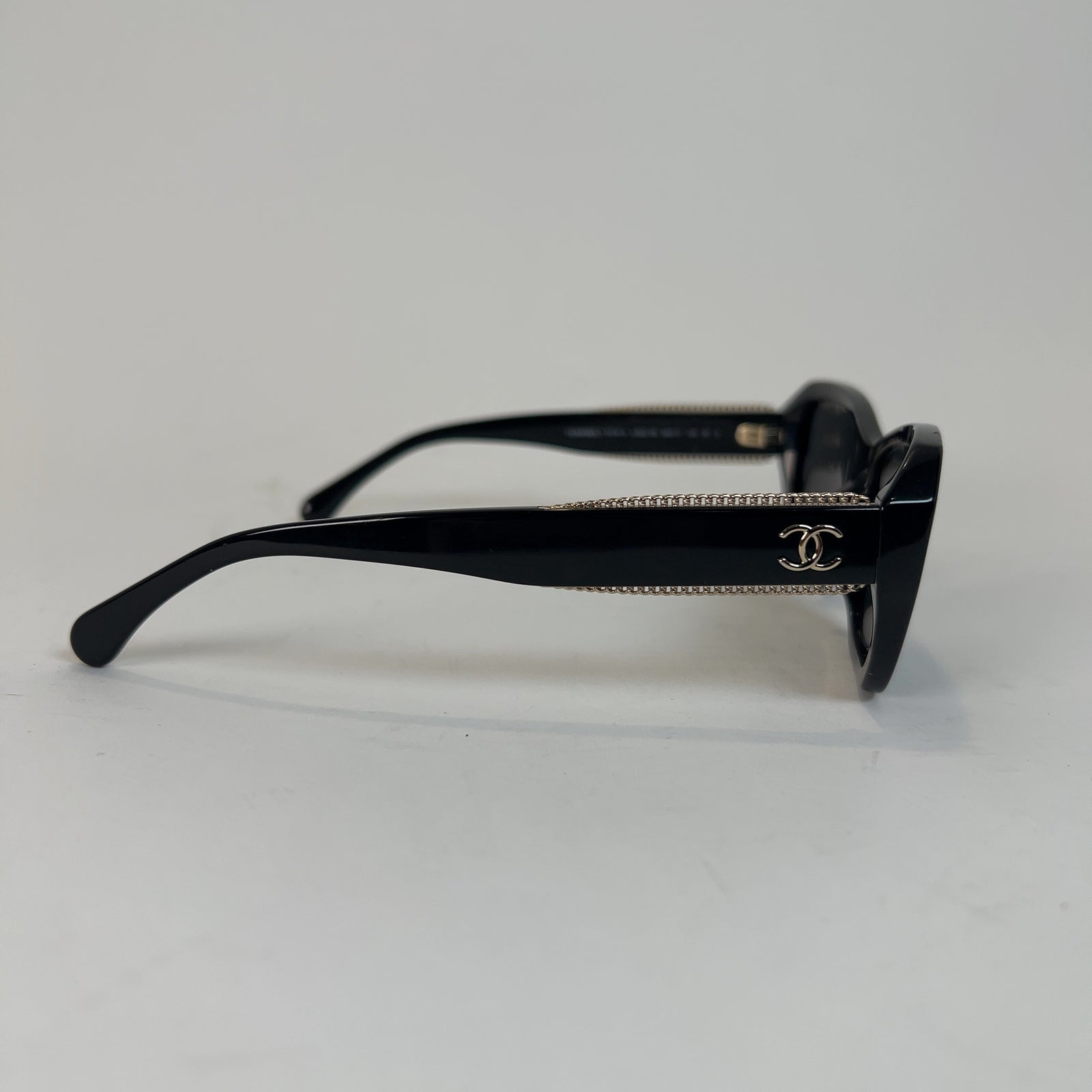 Chanel Black Gold Chain Framed Sunglasses