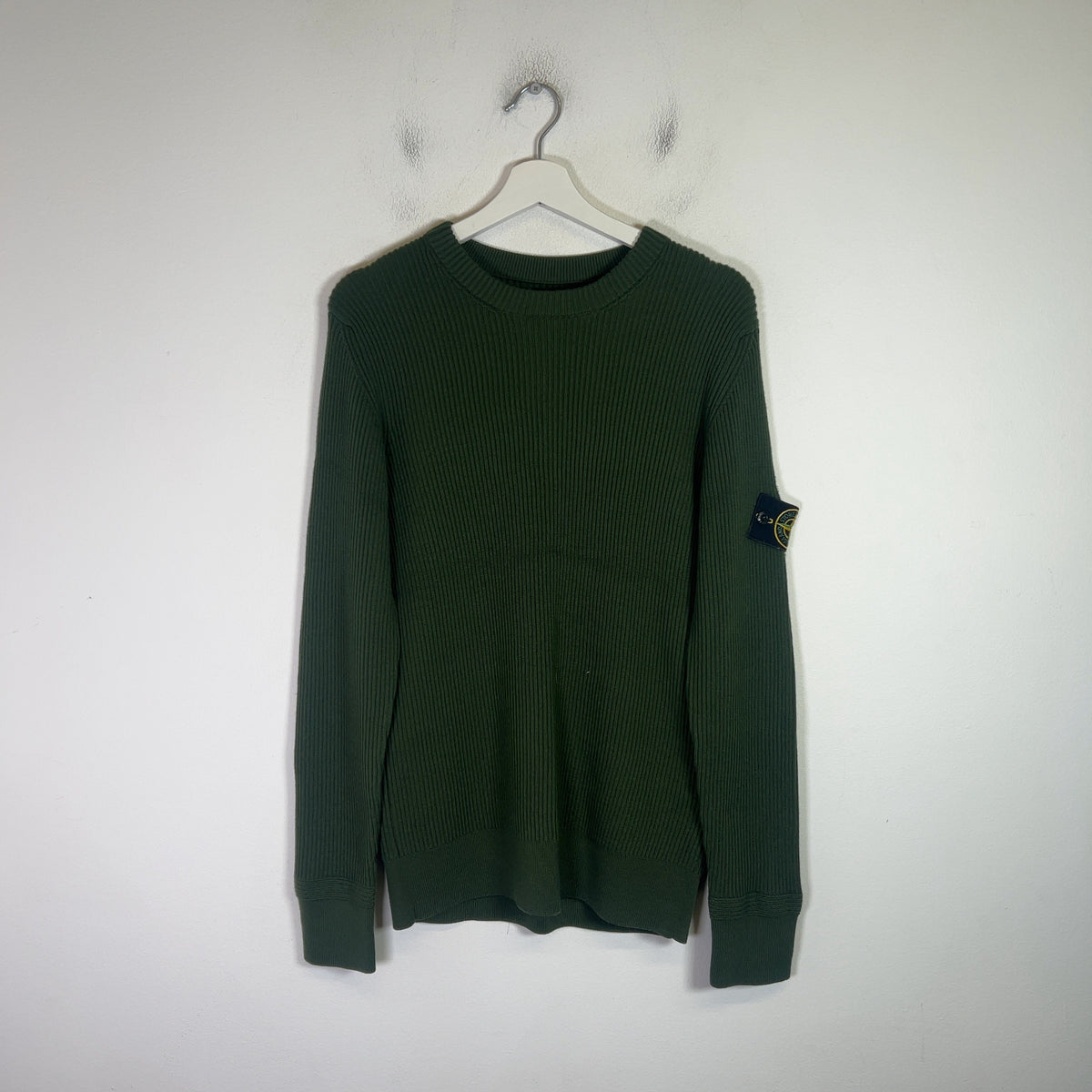 Stone Island Compass Patch Ribbed Knit Sweater