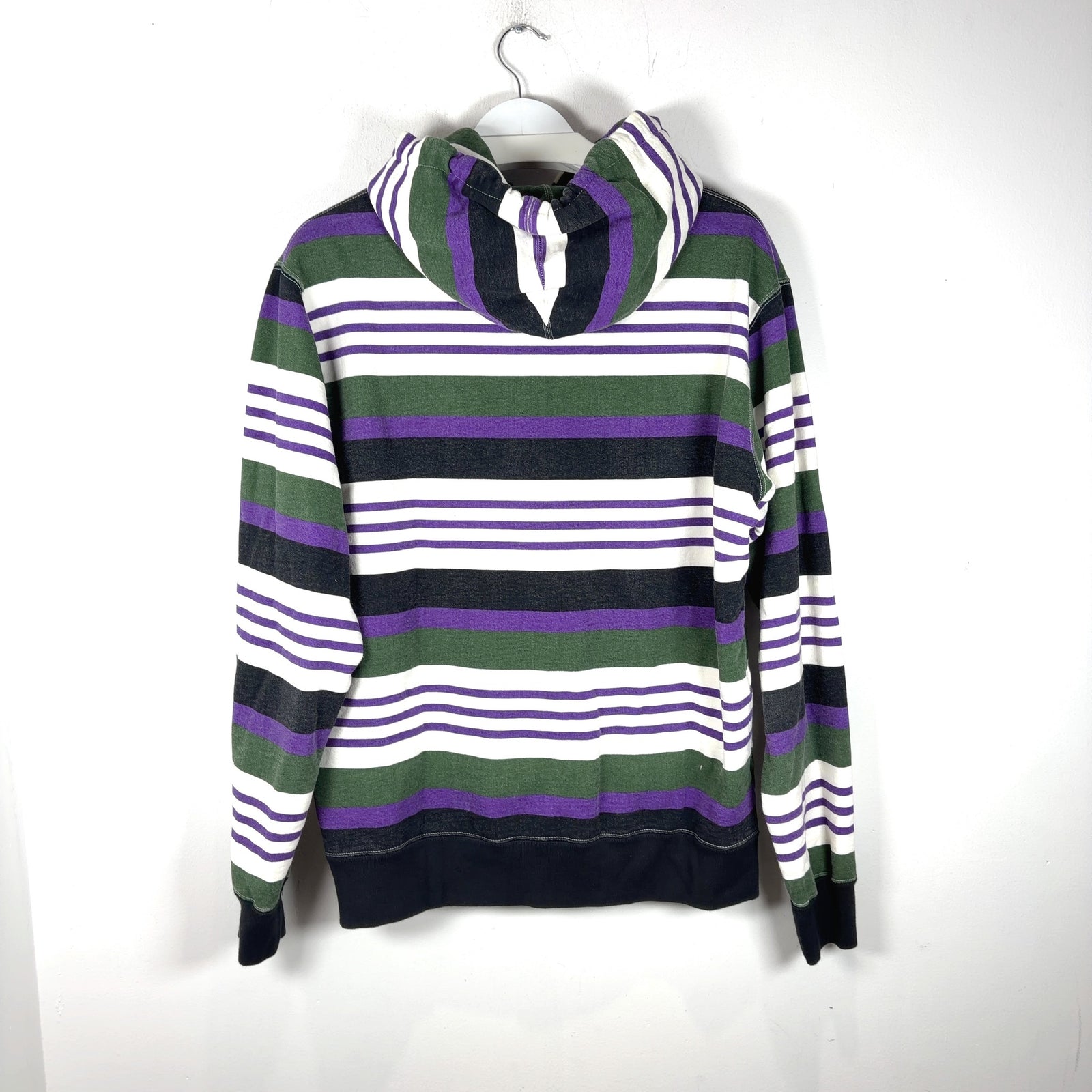 Supreme Striped Logo Pull-Over Hoodie