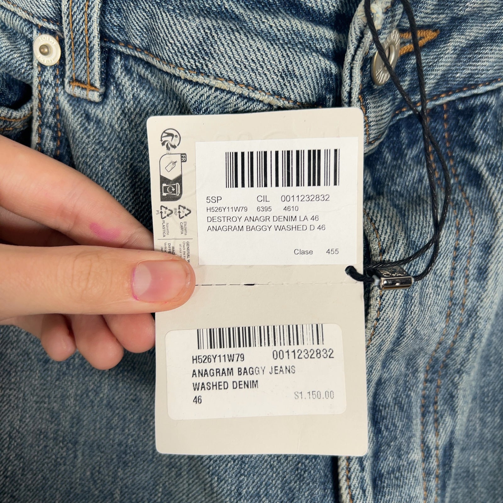 Loewe Anagram Baggy Washed Logo Jeans Size 30