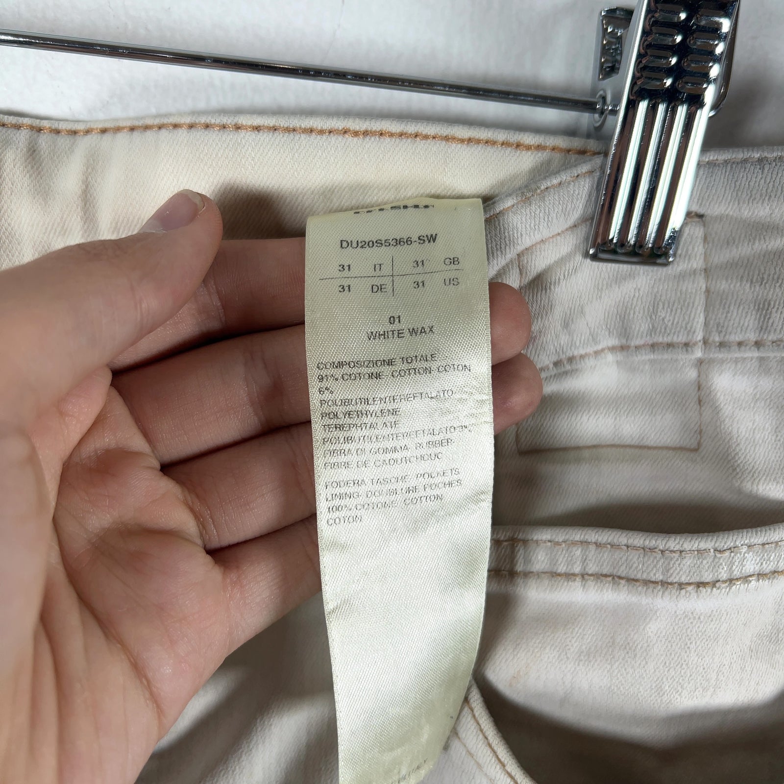 Rick Owens DRKSHDW 'White Wax' Acrylic Painted Detroit Jeans