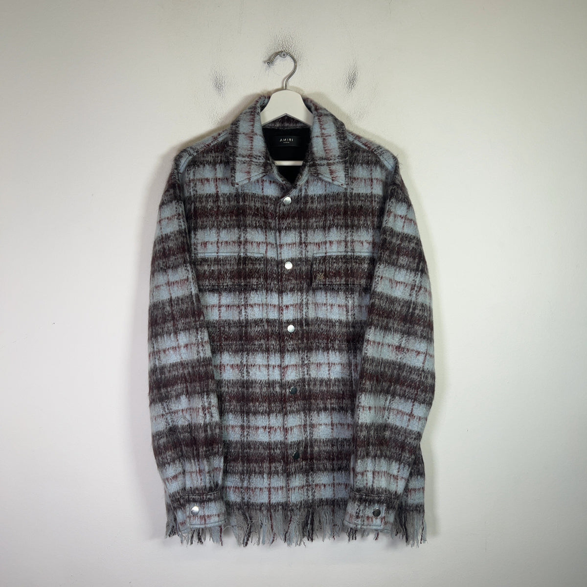 Amiri Mohair Fringe Flannel Shirt