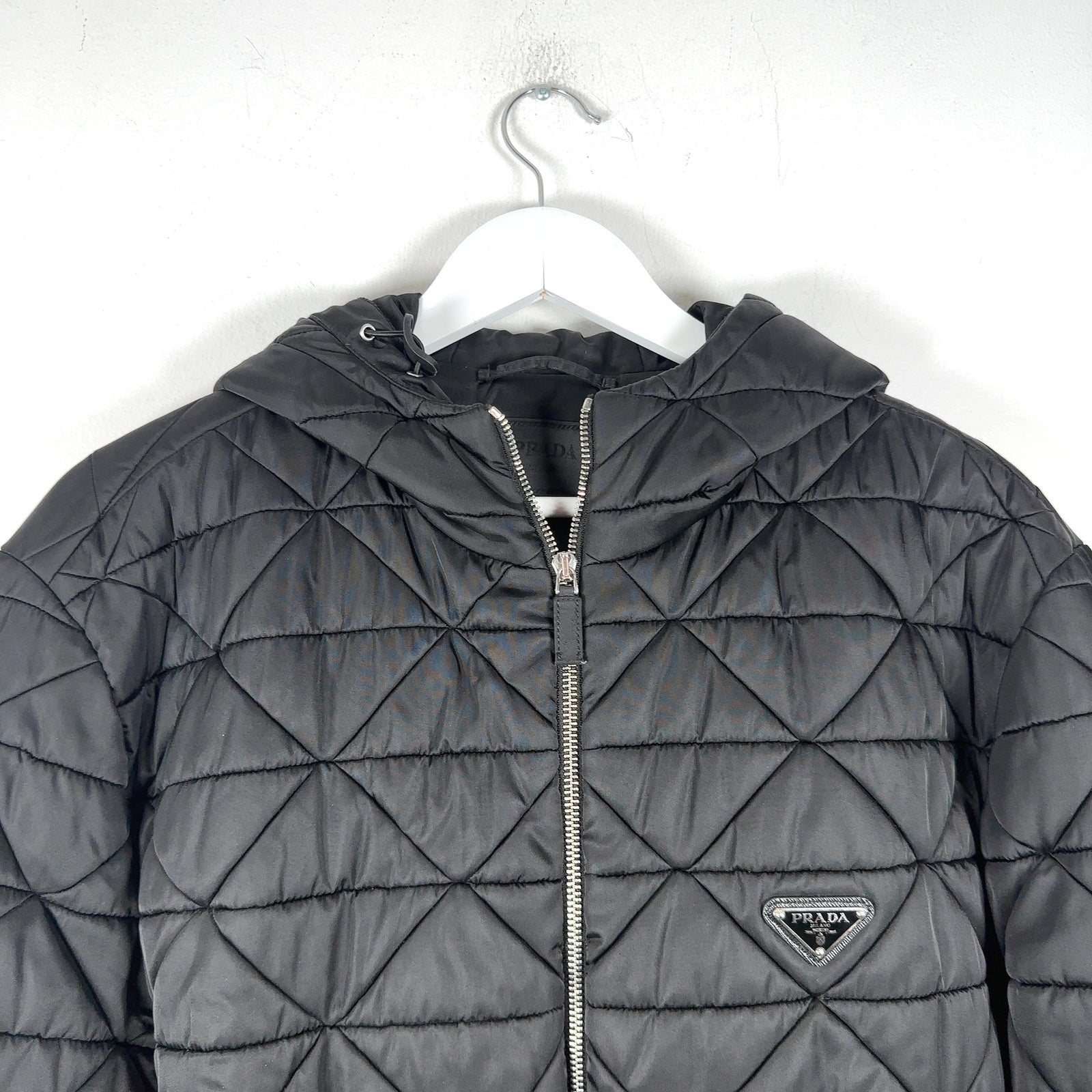Prada Plaque Logo Quilted Puffer Jacket