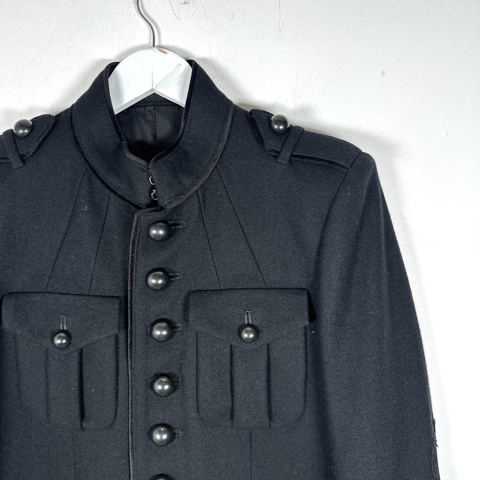 Number (N)ine AW06 'NOIR' Black Leather Hybrid Wool Napoleon Jacket Size 2