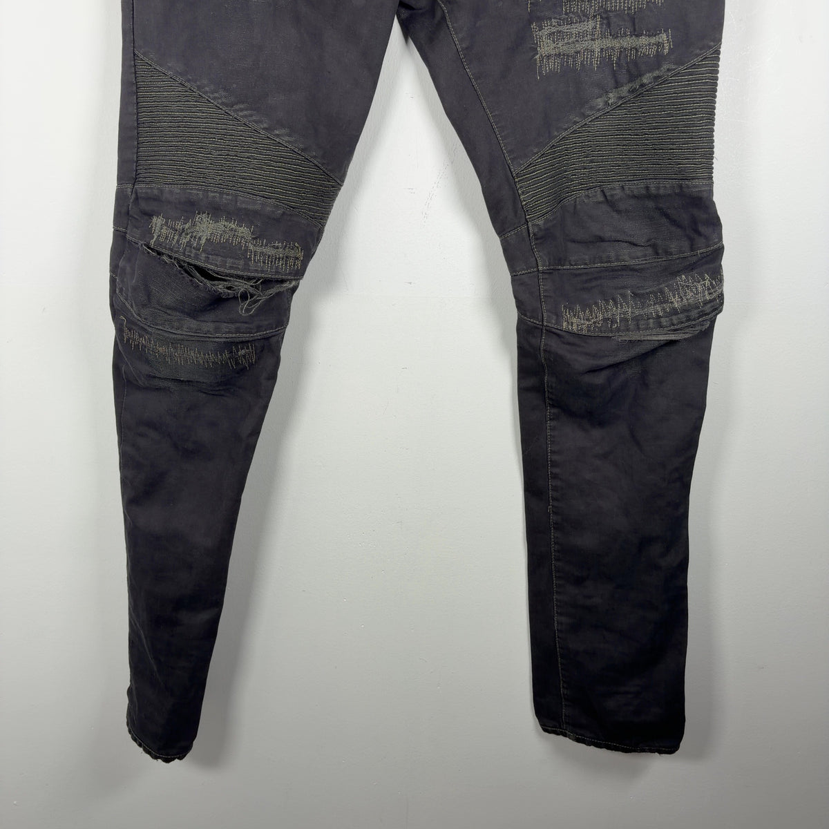 Balmain Distressed Repair Biker Jeans