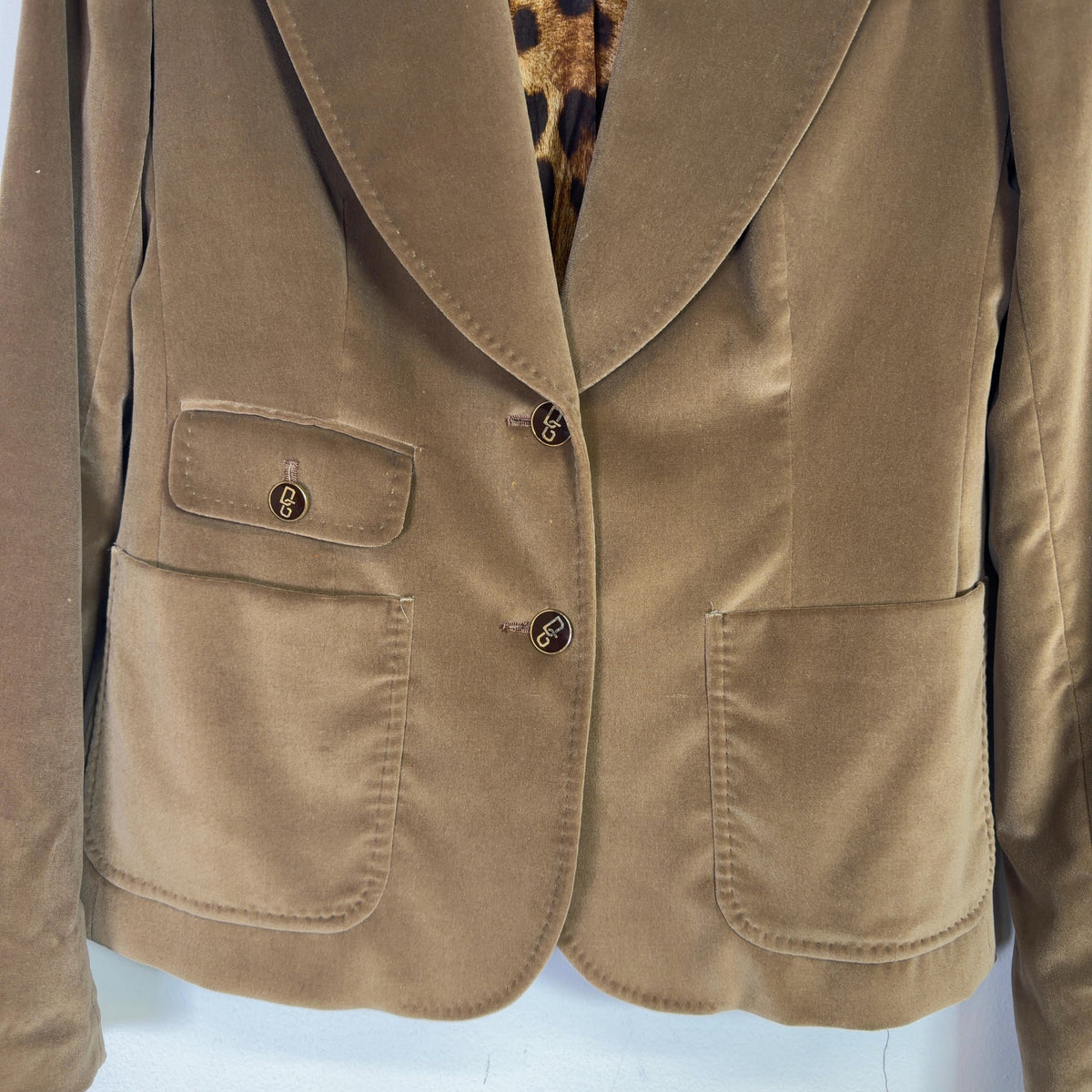 Dolce & Gabbana Vintage Velvet Leopard Lined Blazer
