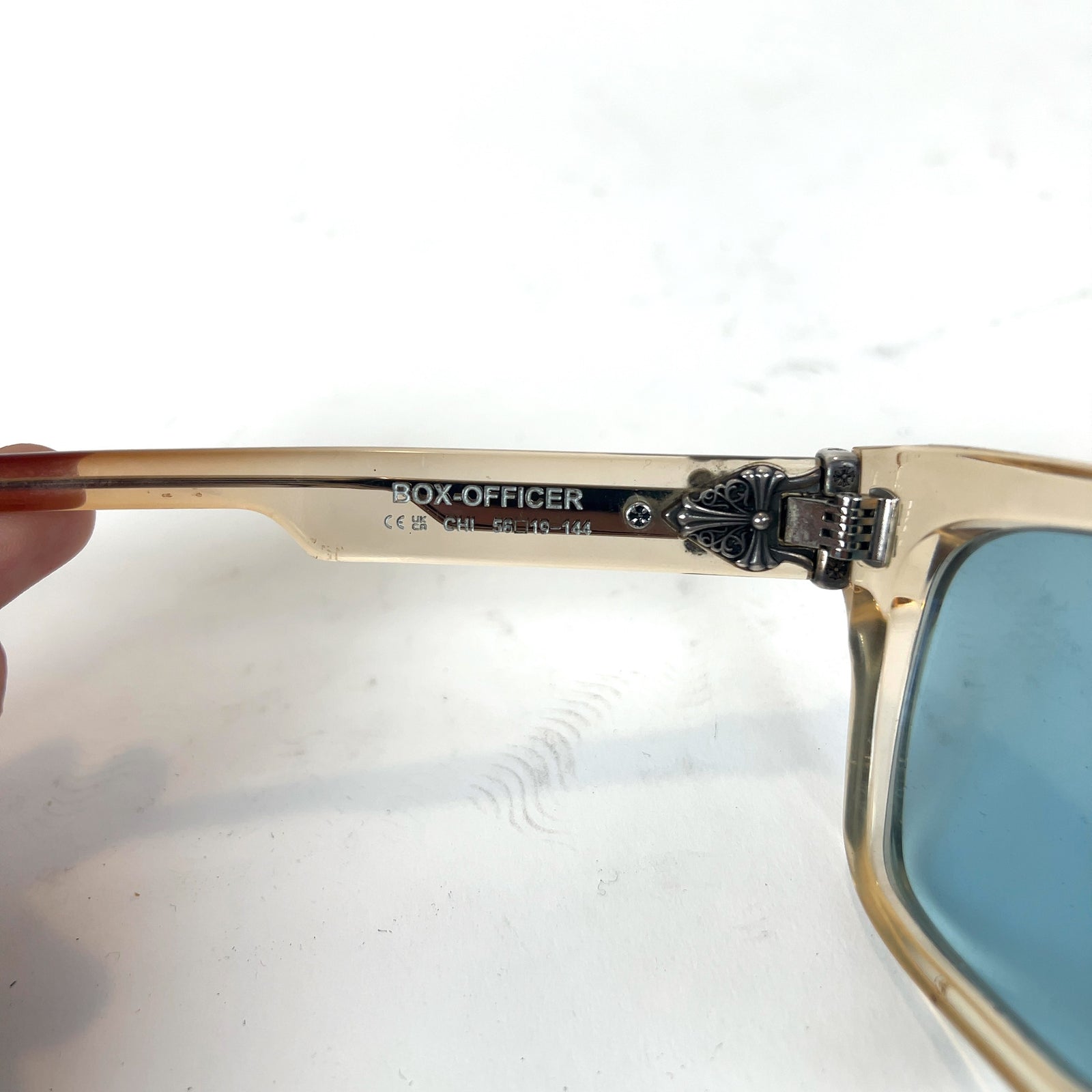 Chrome Hearts Clearish Frame Box Officer Sunglasses