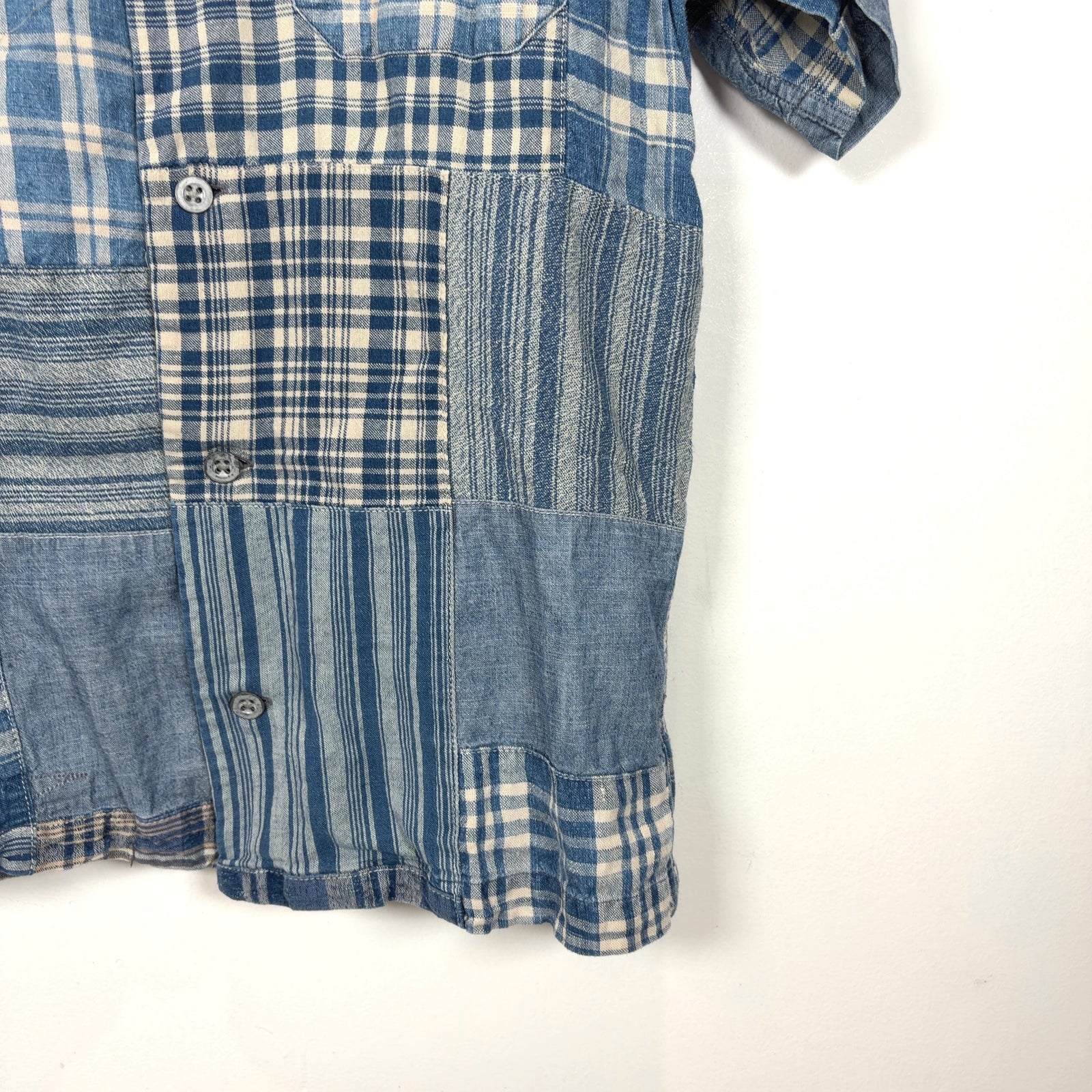 RRL Indigo Patchwork Camp Shirt