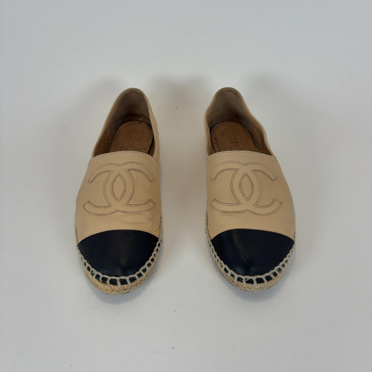 Chanel Leather Logo Espadrilles Flats
