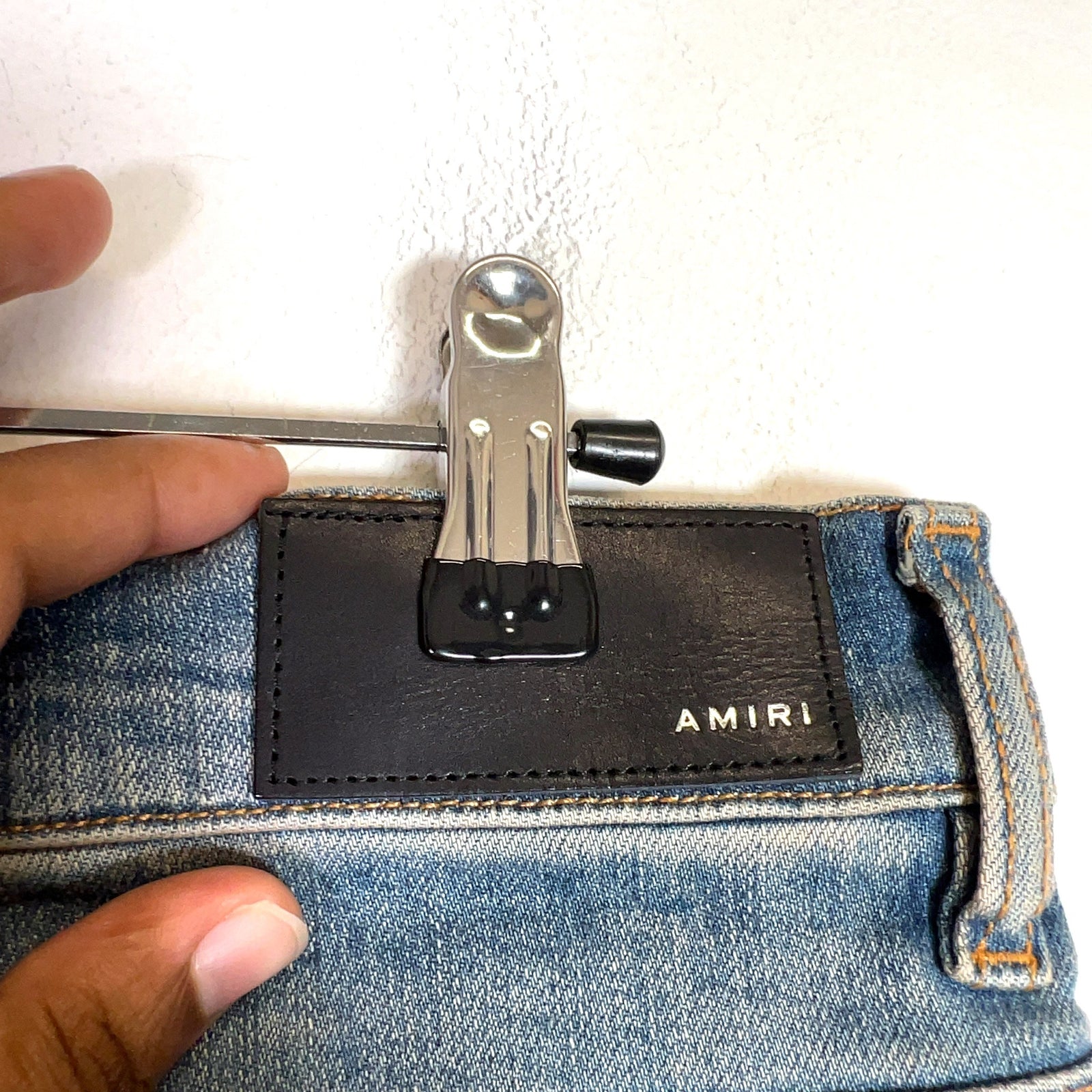 Amiri Clay Indigo Bandana Art Patch Denim Jeans