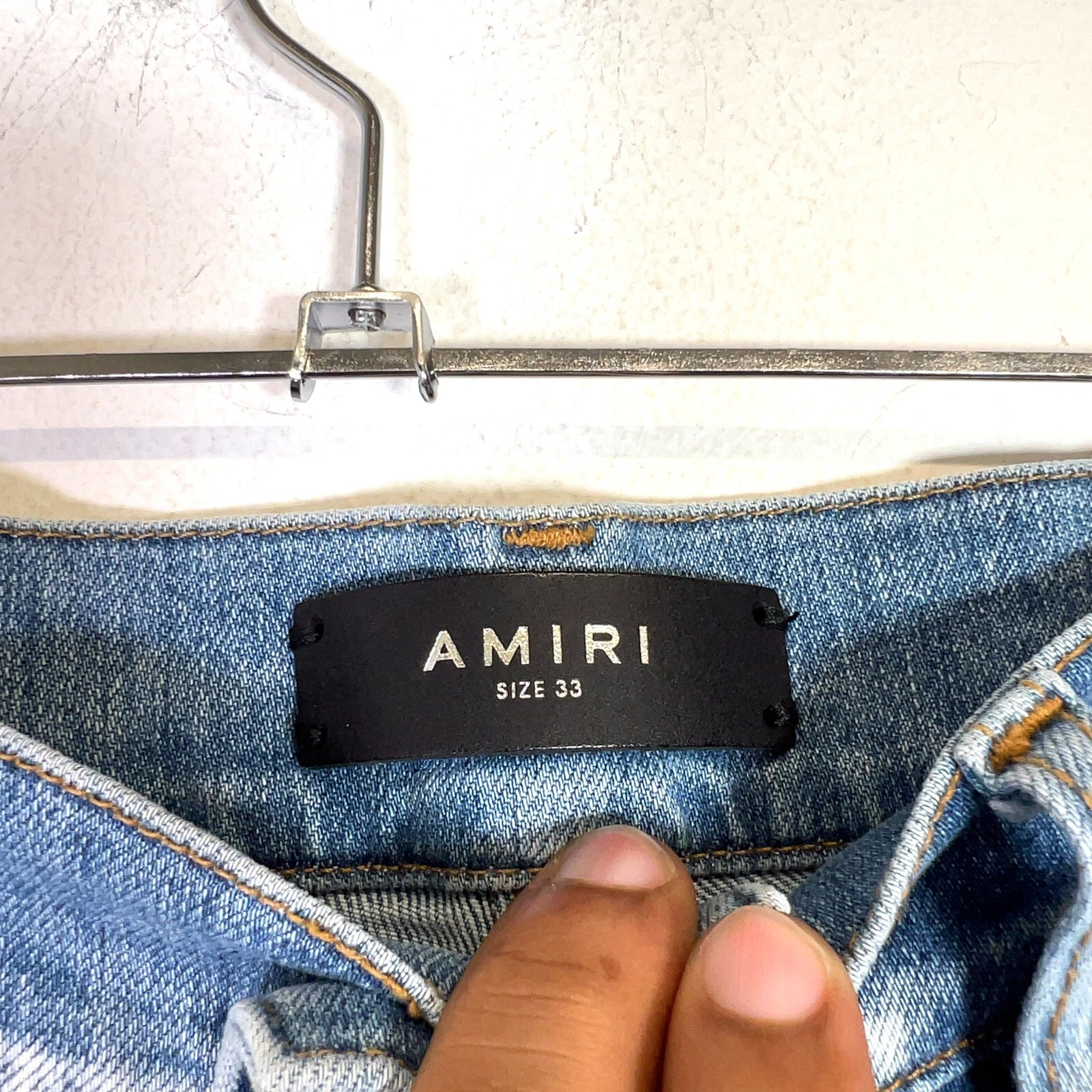 Amiri Light Indigo Hibiscus Art Patch Denim Jeans