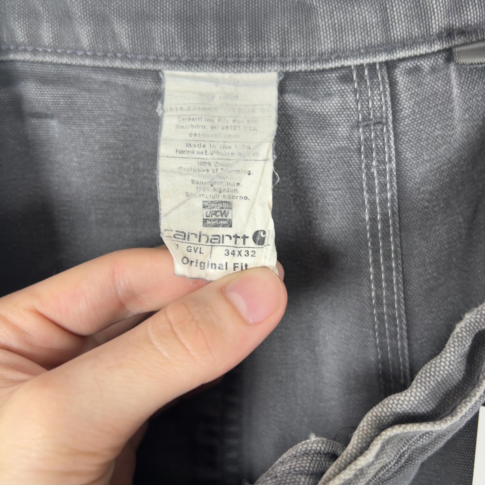Carhartt Faded Grey Distressed 'Double Knee' Carpenter Pants