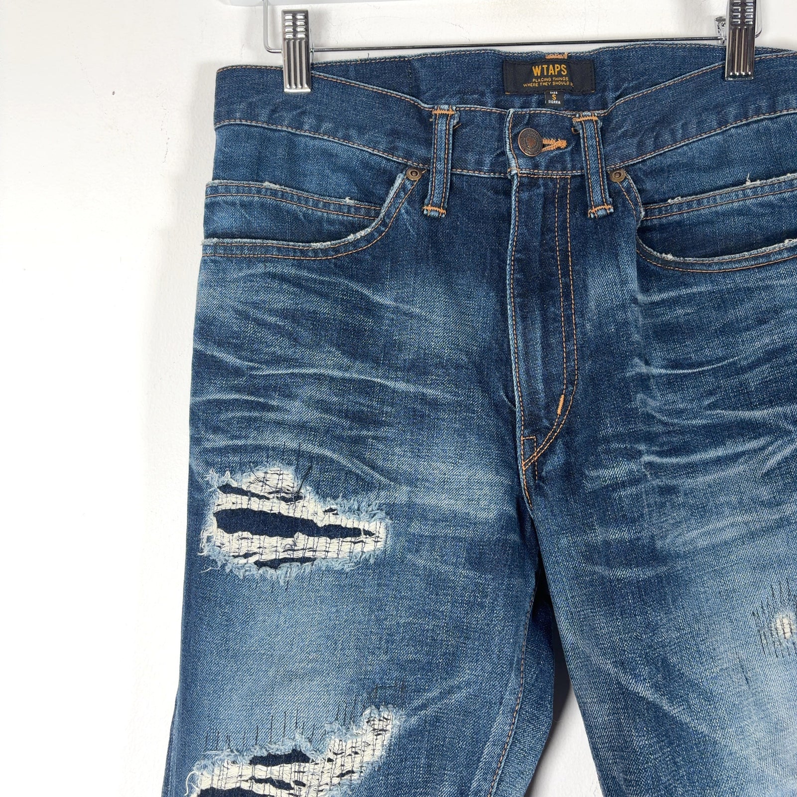 WTAPS High Rise Distressed Jeans
