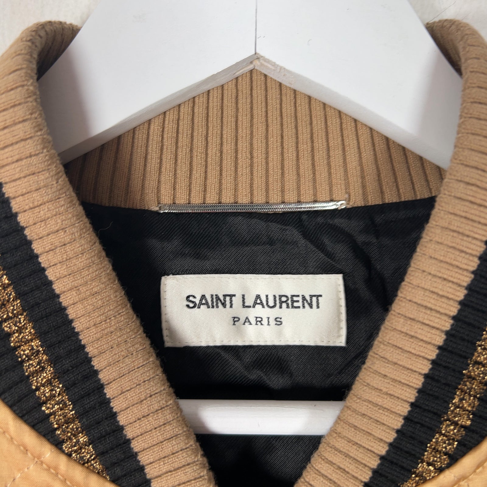 Saint Laurent Satin Diamond Quilted Teddy Jacket