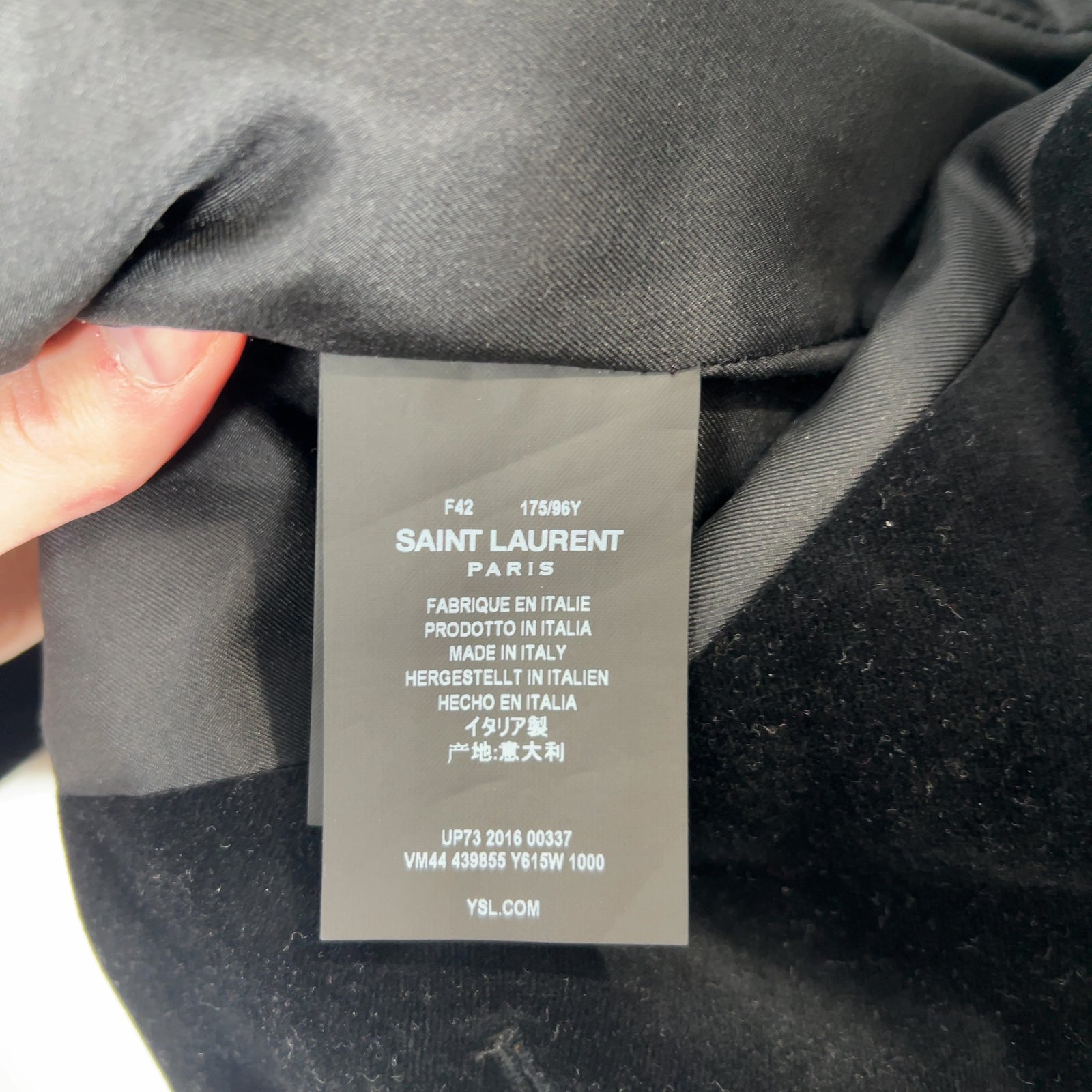 Saint Laurent FW16 Double Breasted Velour Short Blazer Jacket Size S