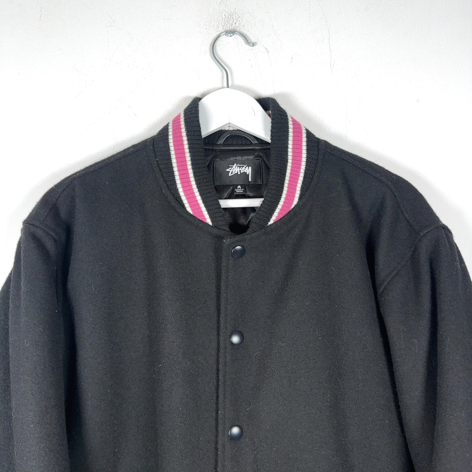Stussy 'Talk Melton' Striped Varsity Jacket