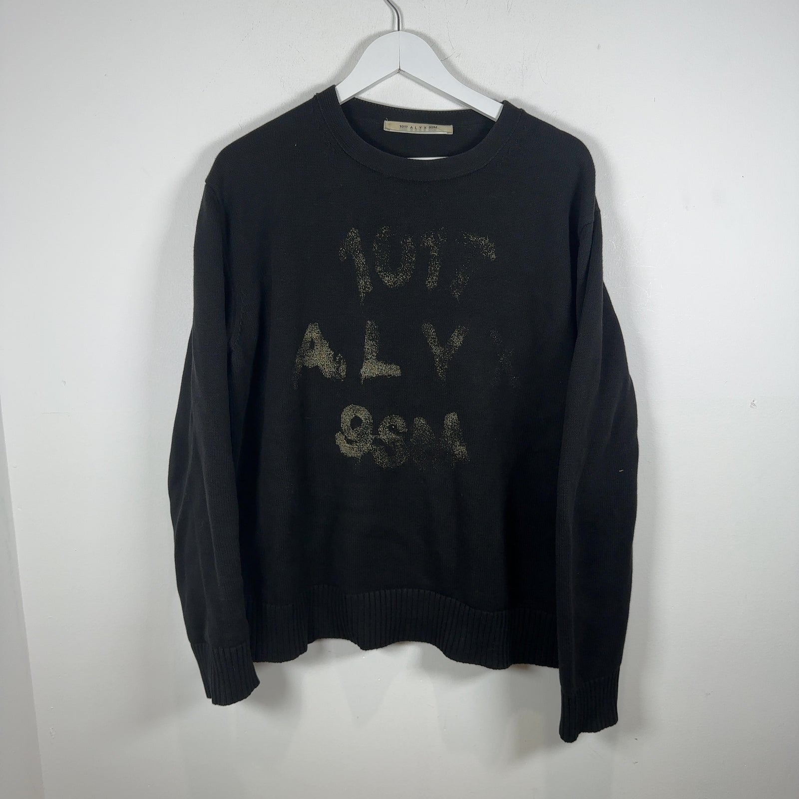 1017 ALYX 9SM Logo Graphic Print Black Knit Sweater