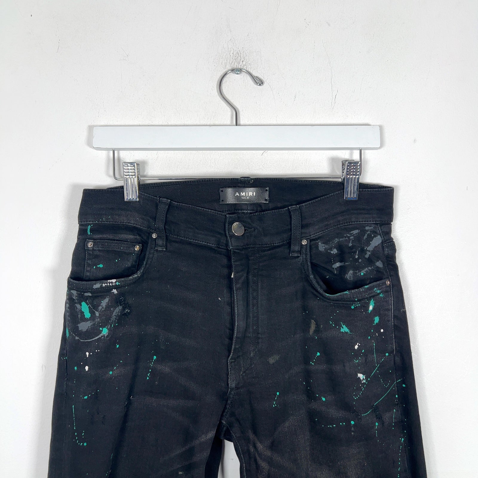 Amiri Paint Splatter Black Jeans