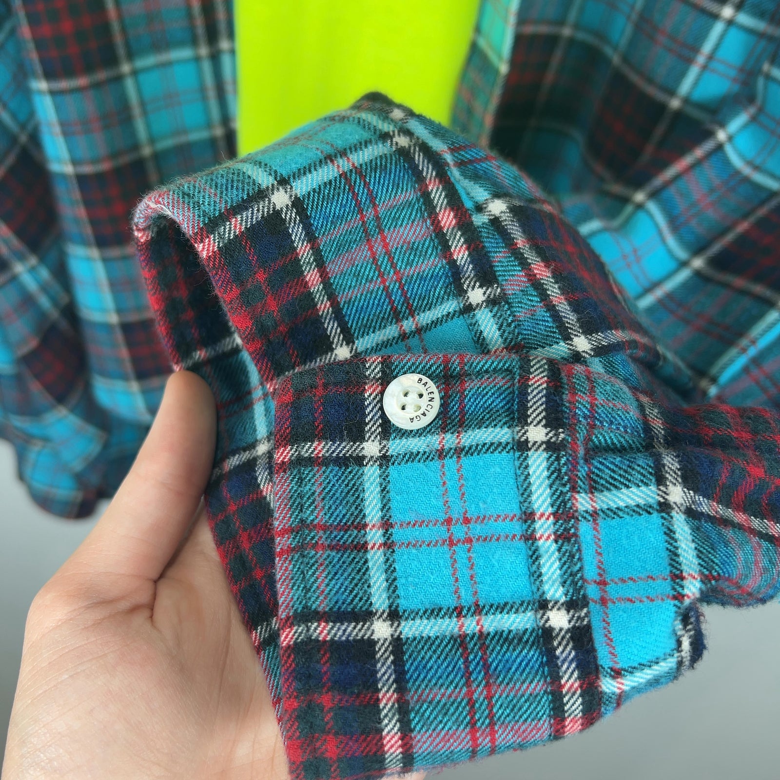 Balenciaga Neon/Flannel Hybrid Trompe L'oeil Shirt