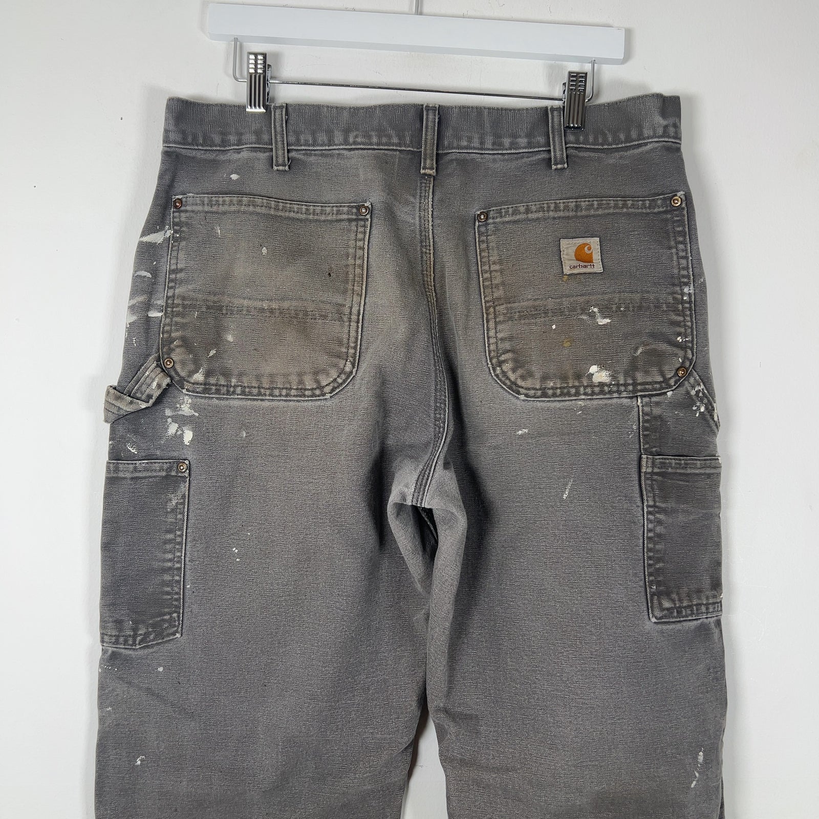 Carhartt Faded Grey Distressed 'Double Knee' Carpenter Pants