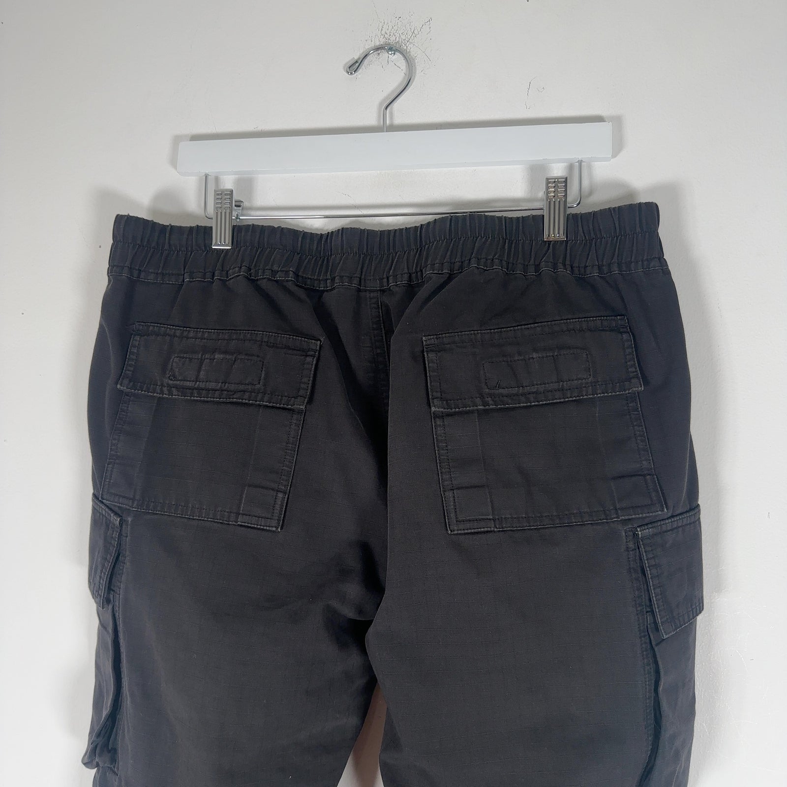 Rick Owens Black Cargo Pocket Drop Crotch Jogger Pant Size XL