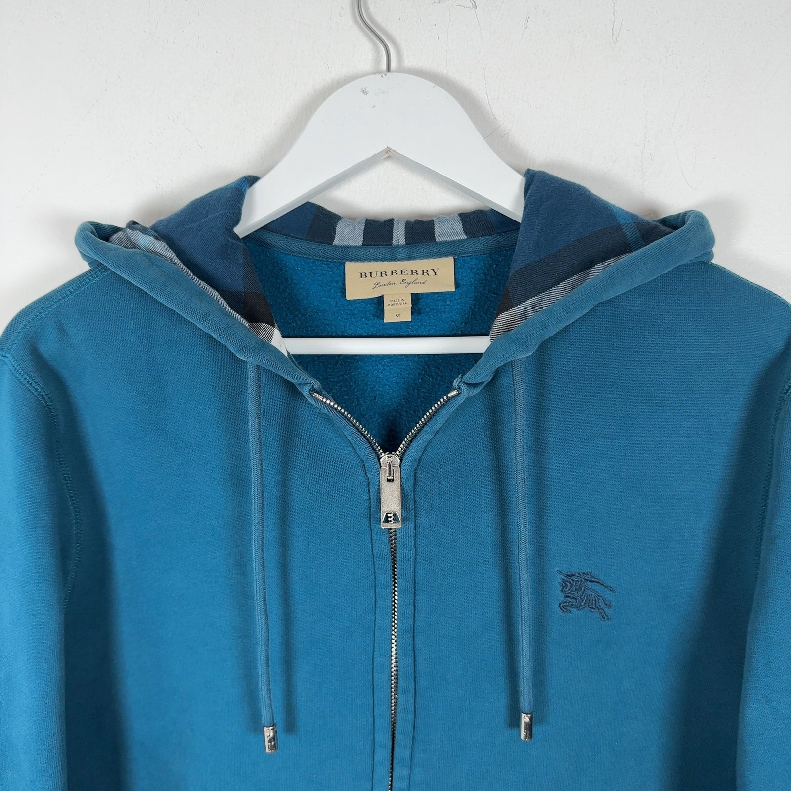Burberry Check Turquoise Zip Up Hoodie