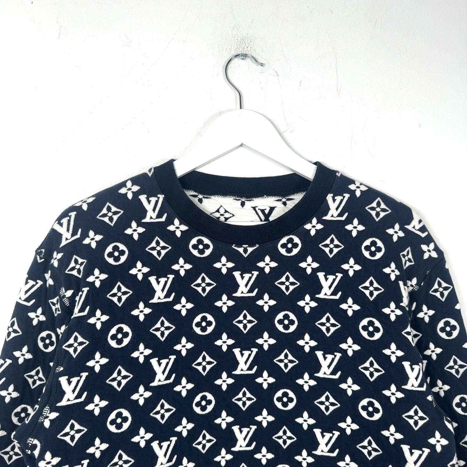 Louis Vuitton Blue Woven Monogram Crewneck