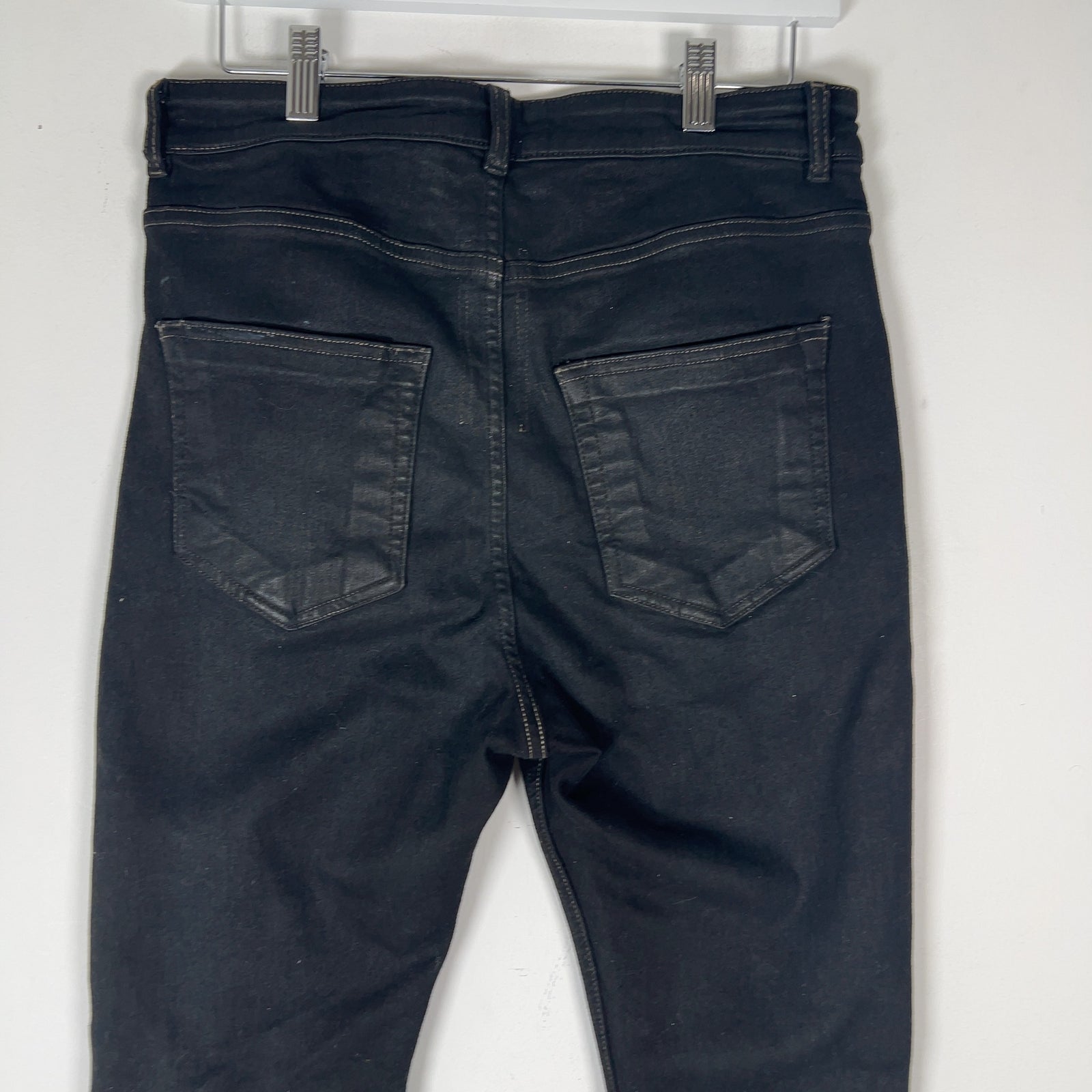 Rick Owens Black Waxed Skinny Detroit Cut Jeans Size 29