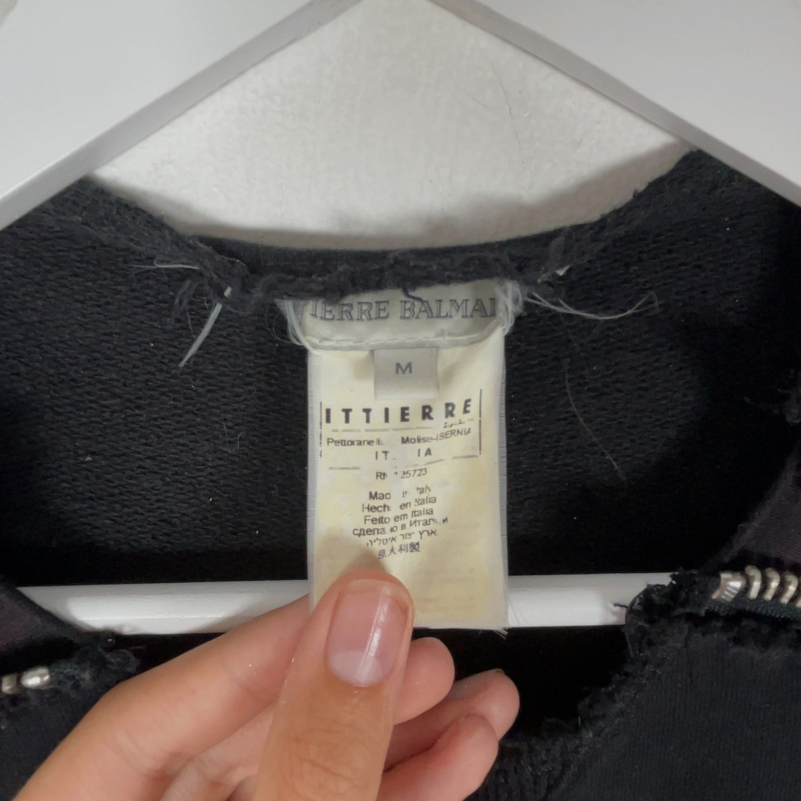 Balmain Cut-Off Zipper Crewneck
