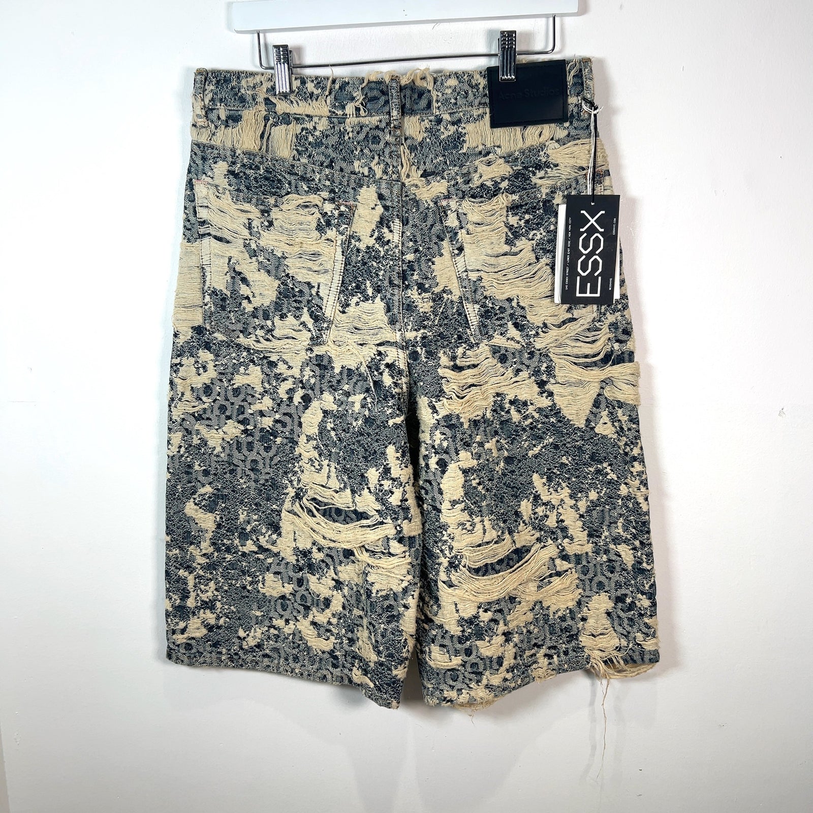 Acne Studios Distressed Mongram Denim Shorts