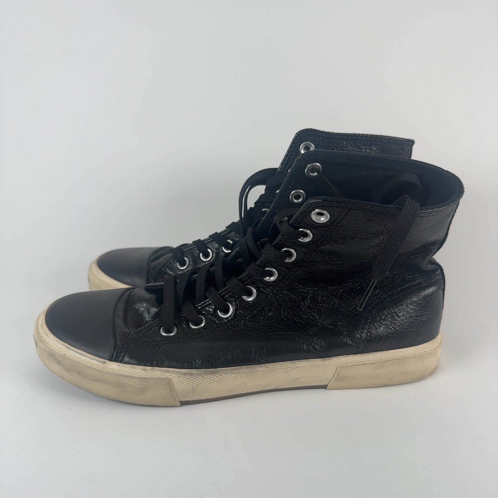 Balenciaga Paris Black Leather Hightop Sneaker