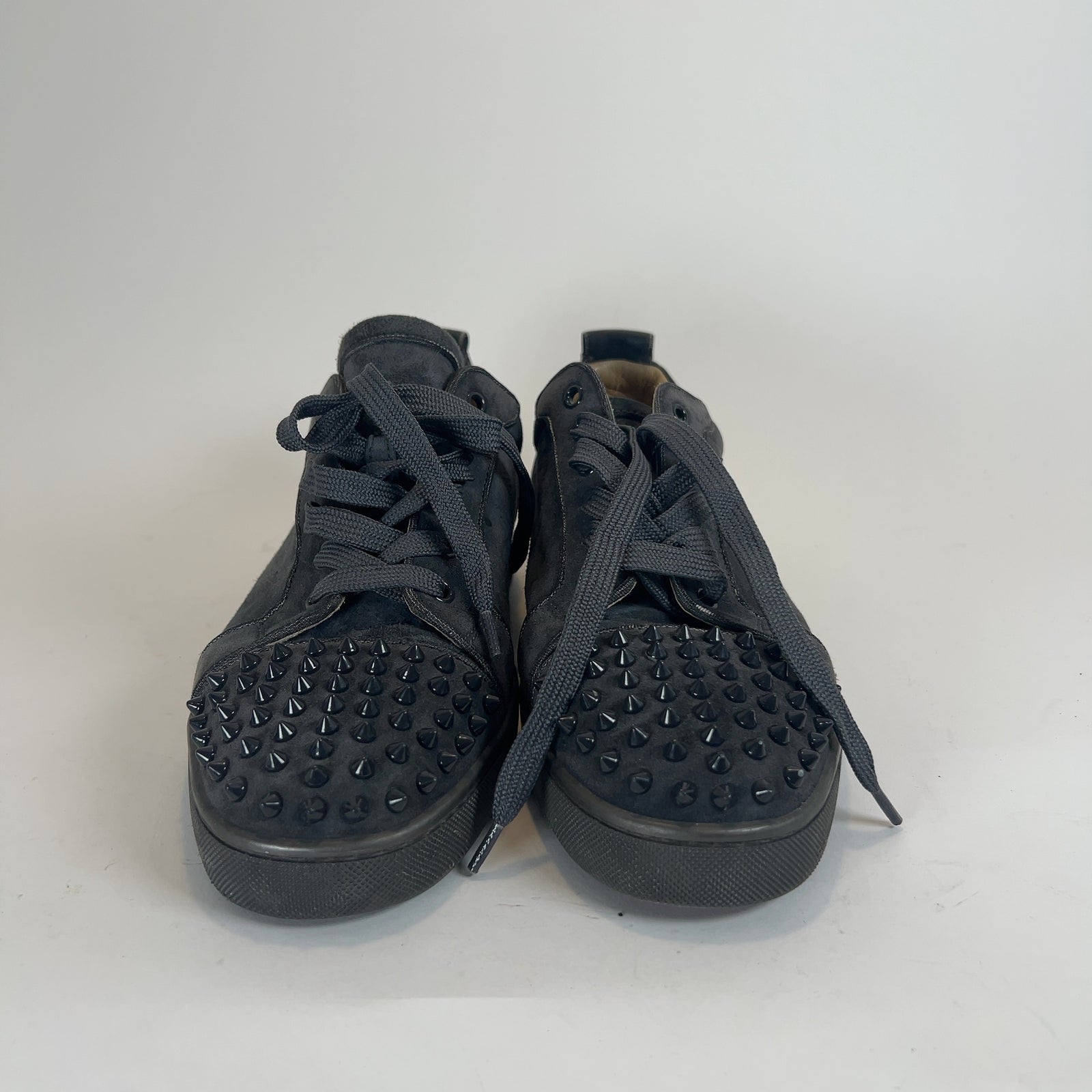 Christian Louboutin Grey Suede Junior Spikes Orlato Lowtop Sneakers