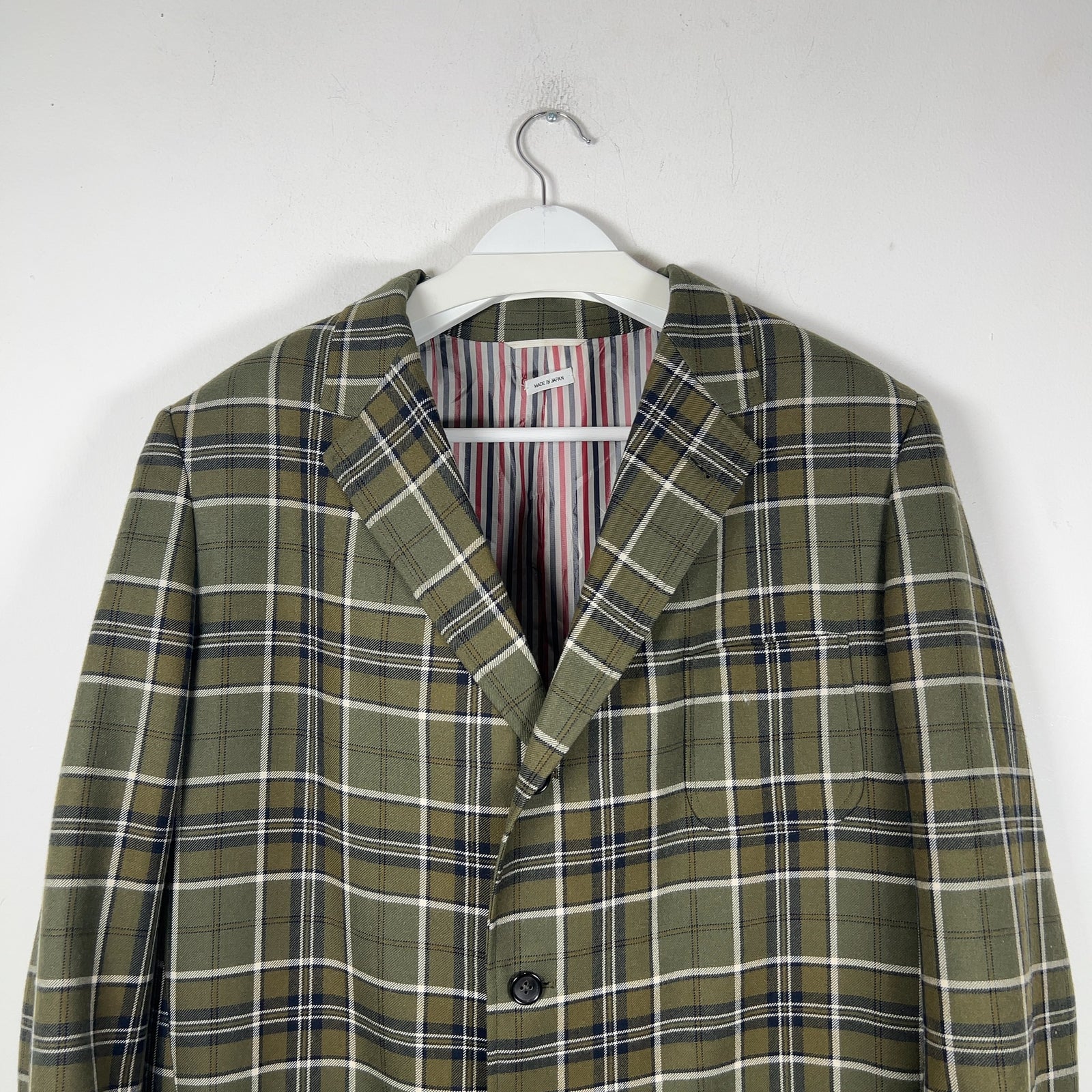 Thom Browne Multi-Pocket Plaid Peacoat