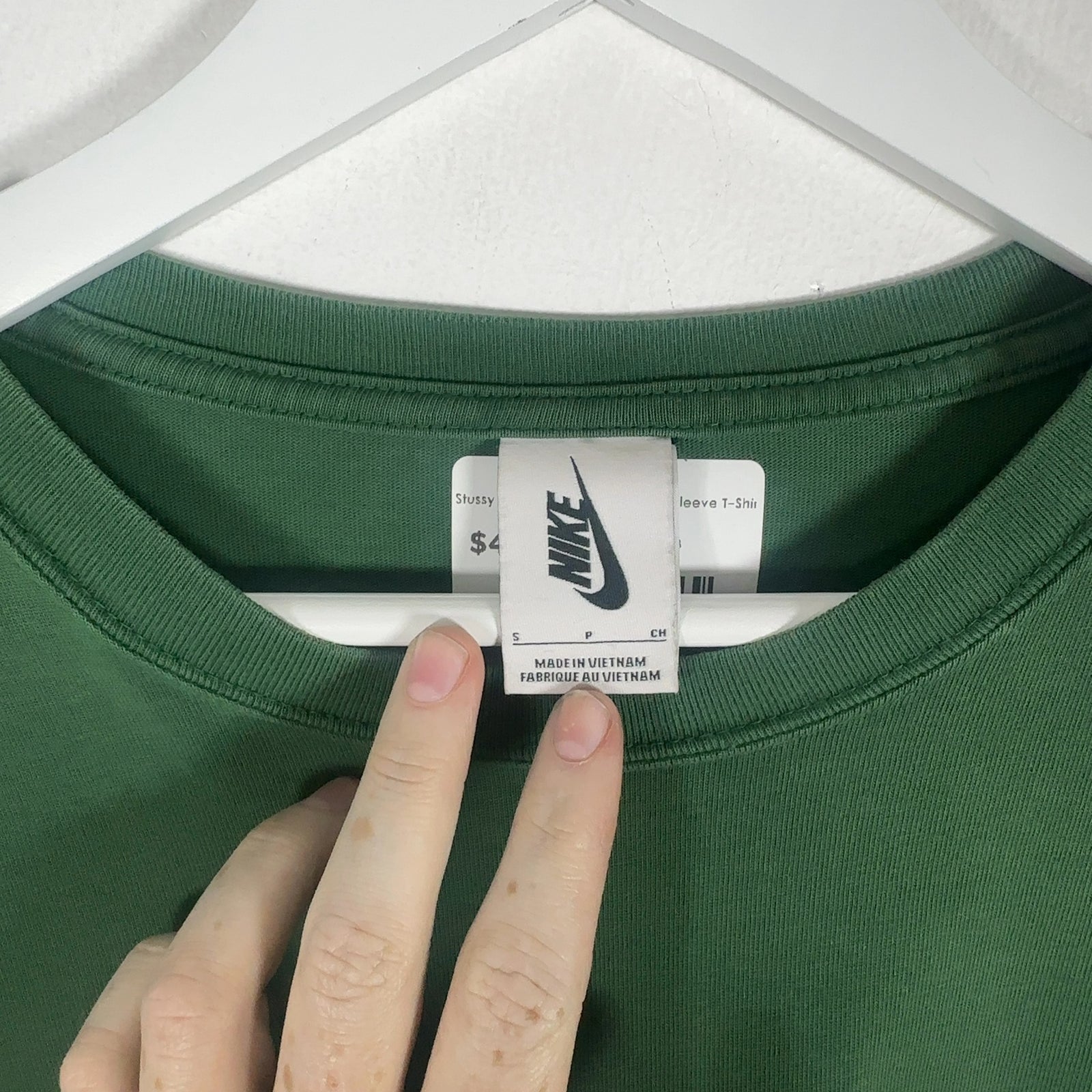 Stussy x Nike Green Logo Long-Sleeve T-Shirt Size S