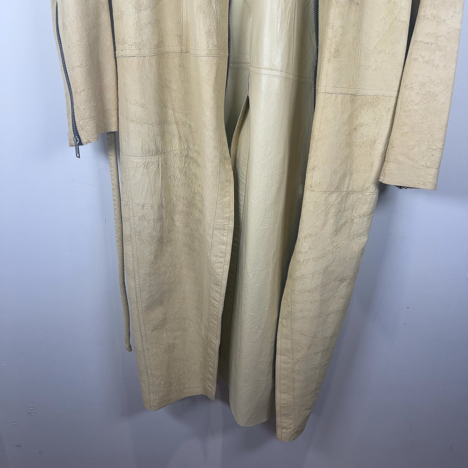 Rick Owens SS22 Fogachine Vanilla Blistered Leather Trench Coat