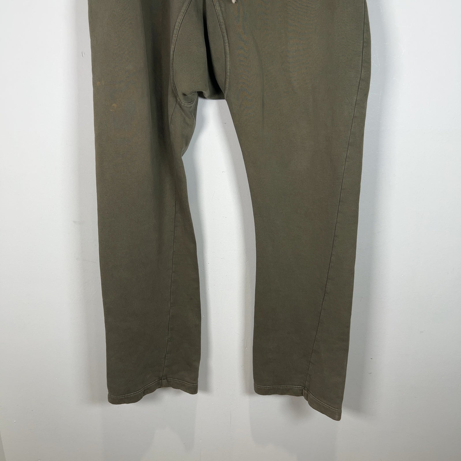 Rick Owens Army Green Felpa Drop Crotch Sweatpants