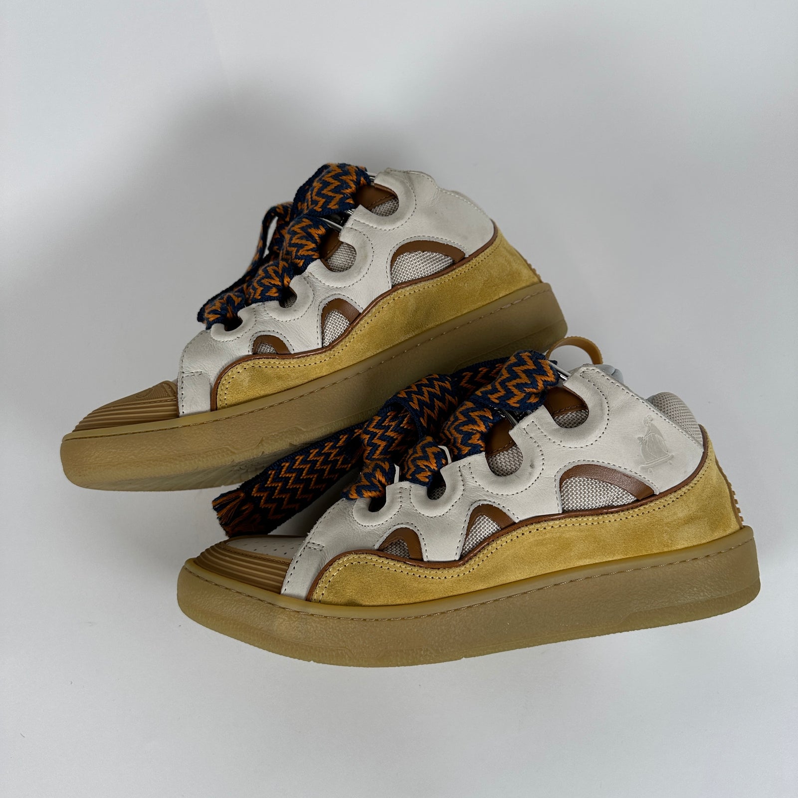 Lanvin Beige/Orange Curb Sneakers Size 41