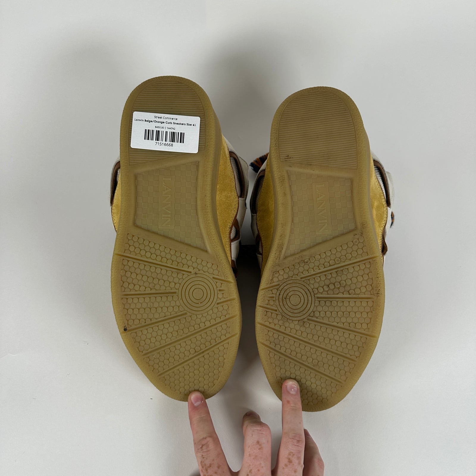 Lanvin Beige/Orange Curb Sneakers Size 41