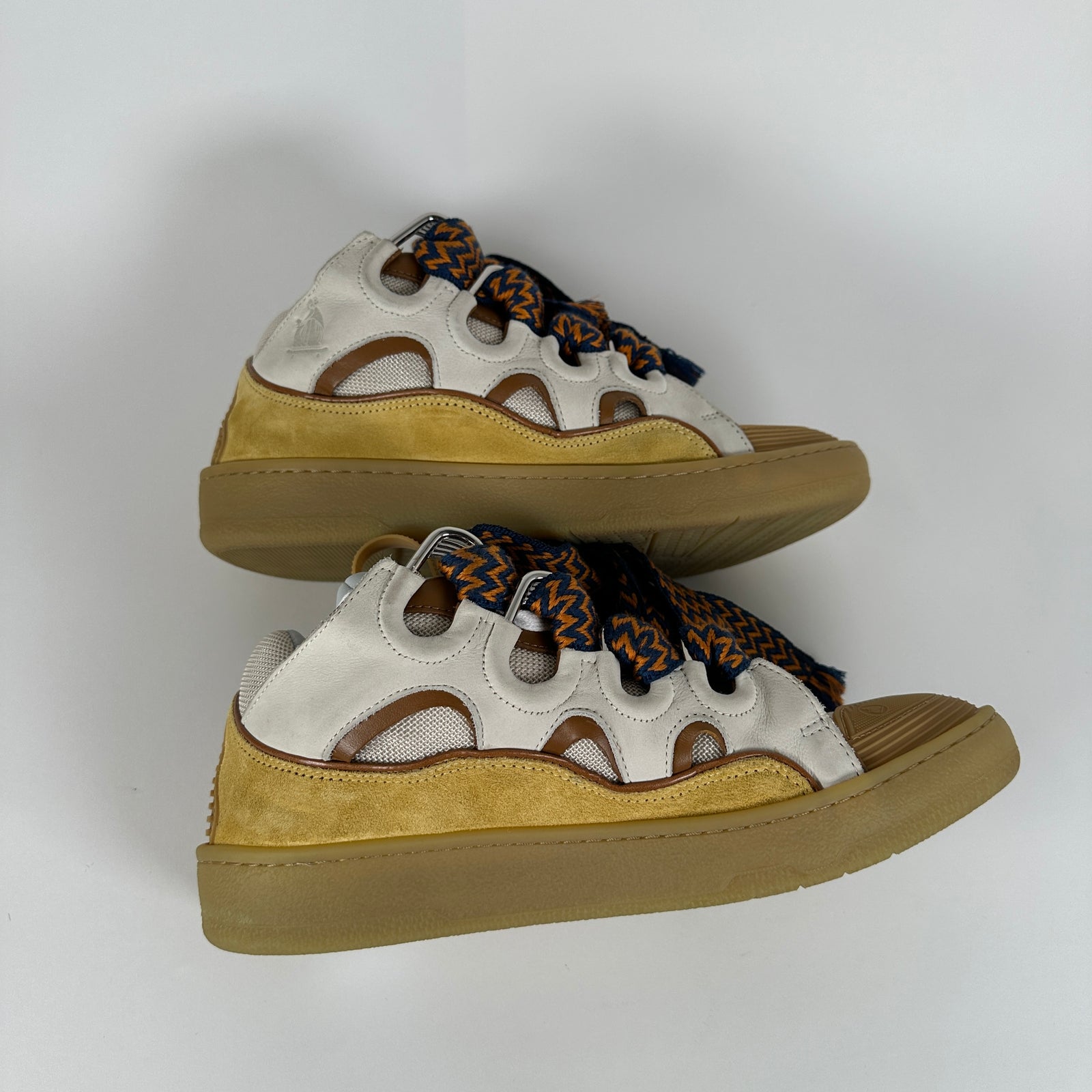 Lanvin Beige/Orange Curb Sneakers Size 41