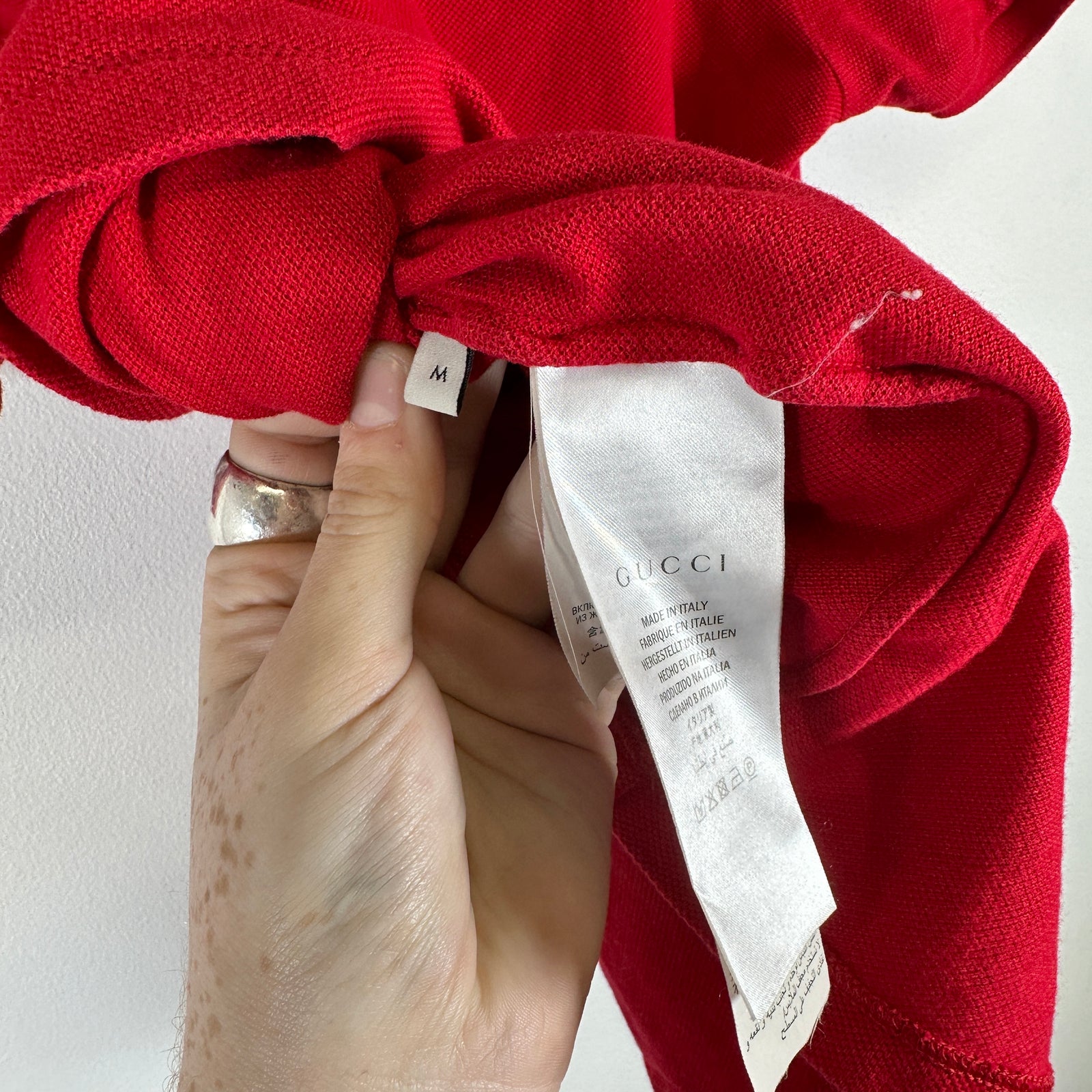 Gucci Red Logo Sleeve Polo Size M