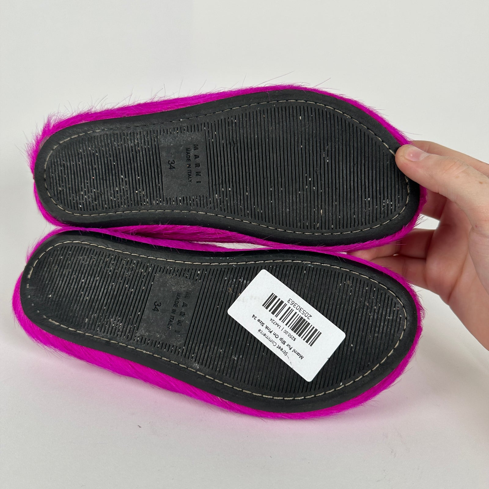 Marni Fur Slip On Pink Size 34