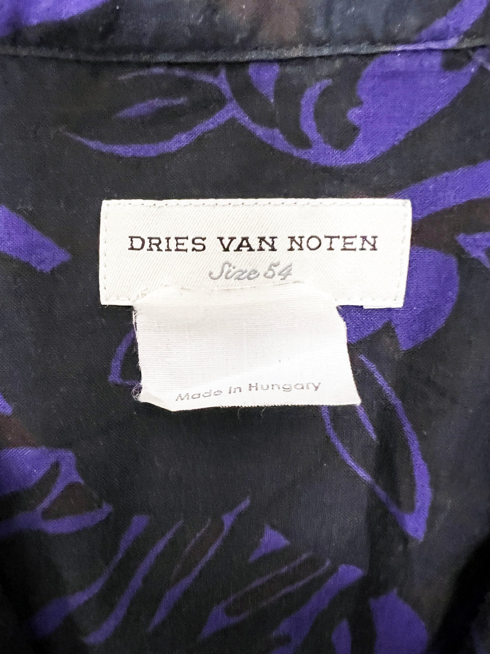 Dries Van Noten Purple Floral Camp Shirt Size Medium