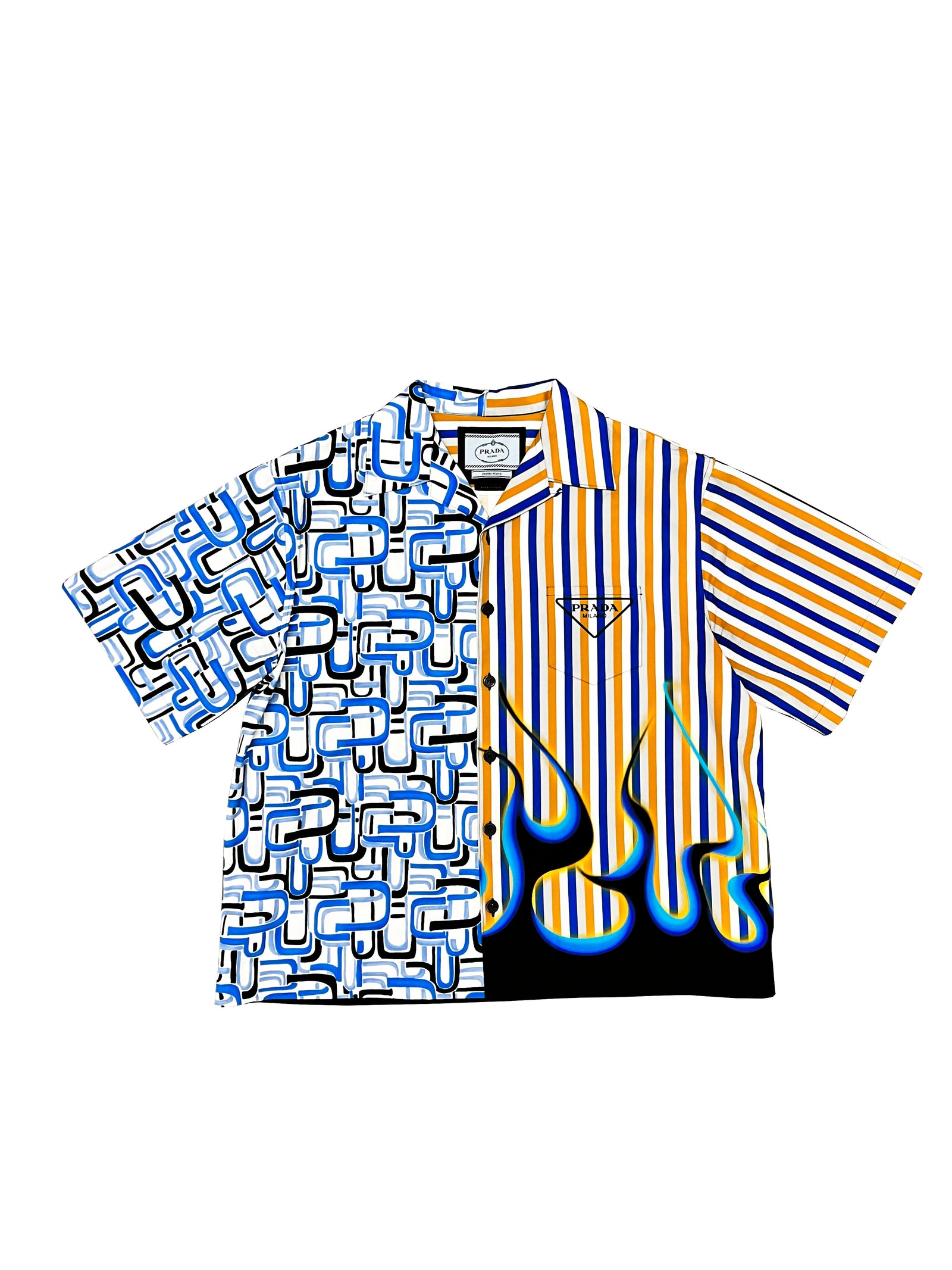 SS21 Prada Double Match Flame Poplin Shirt 2X-Large