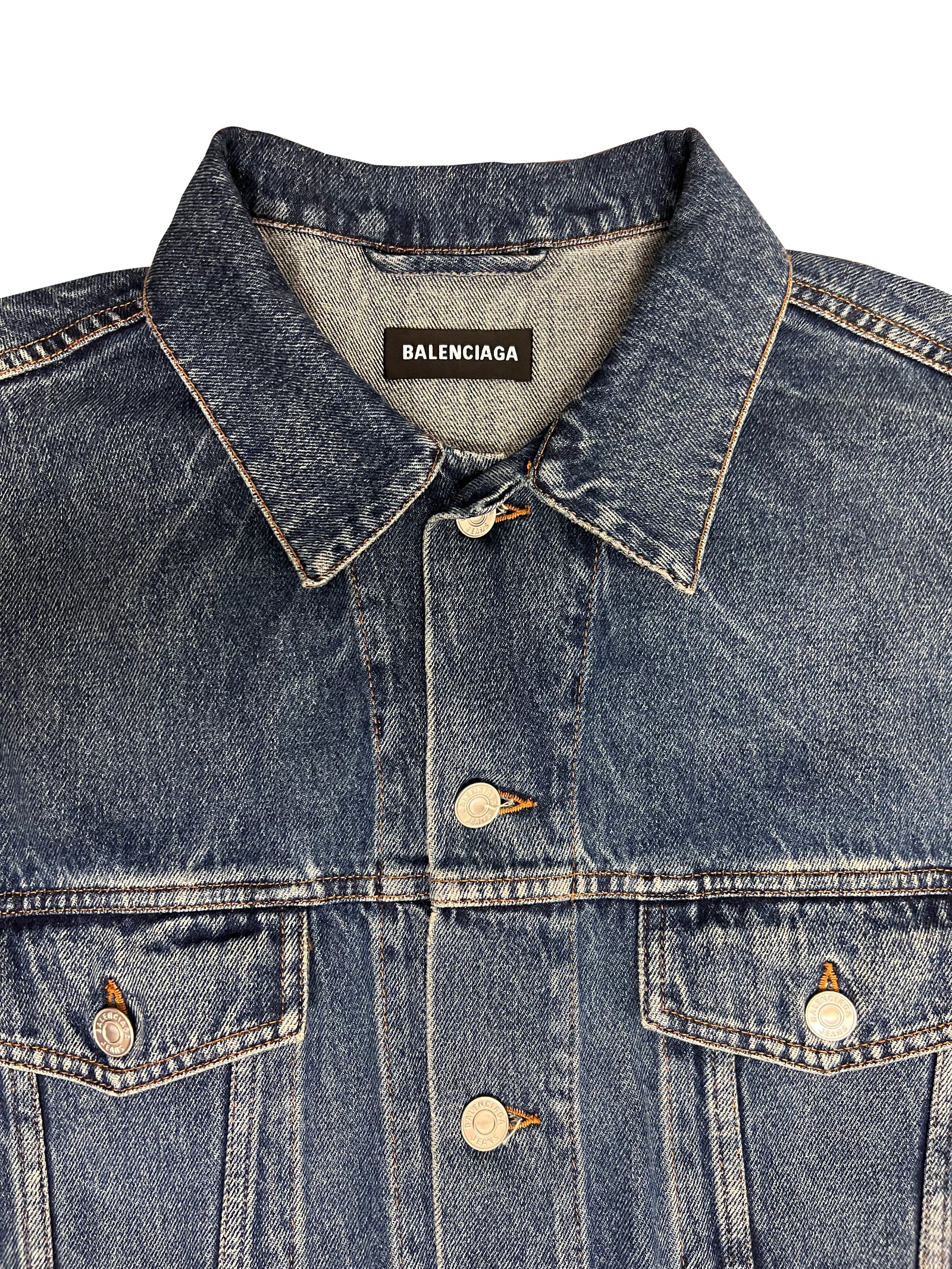Balenciaga Logo Light Wash Jean Jacket Size Large