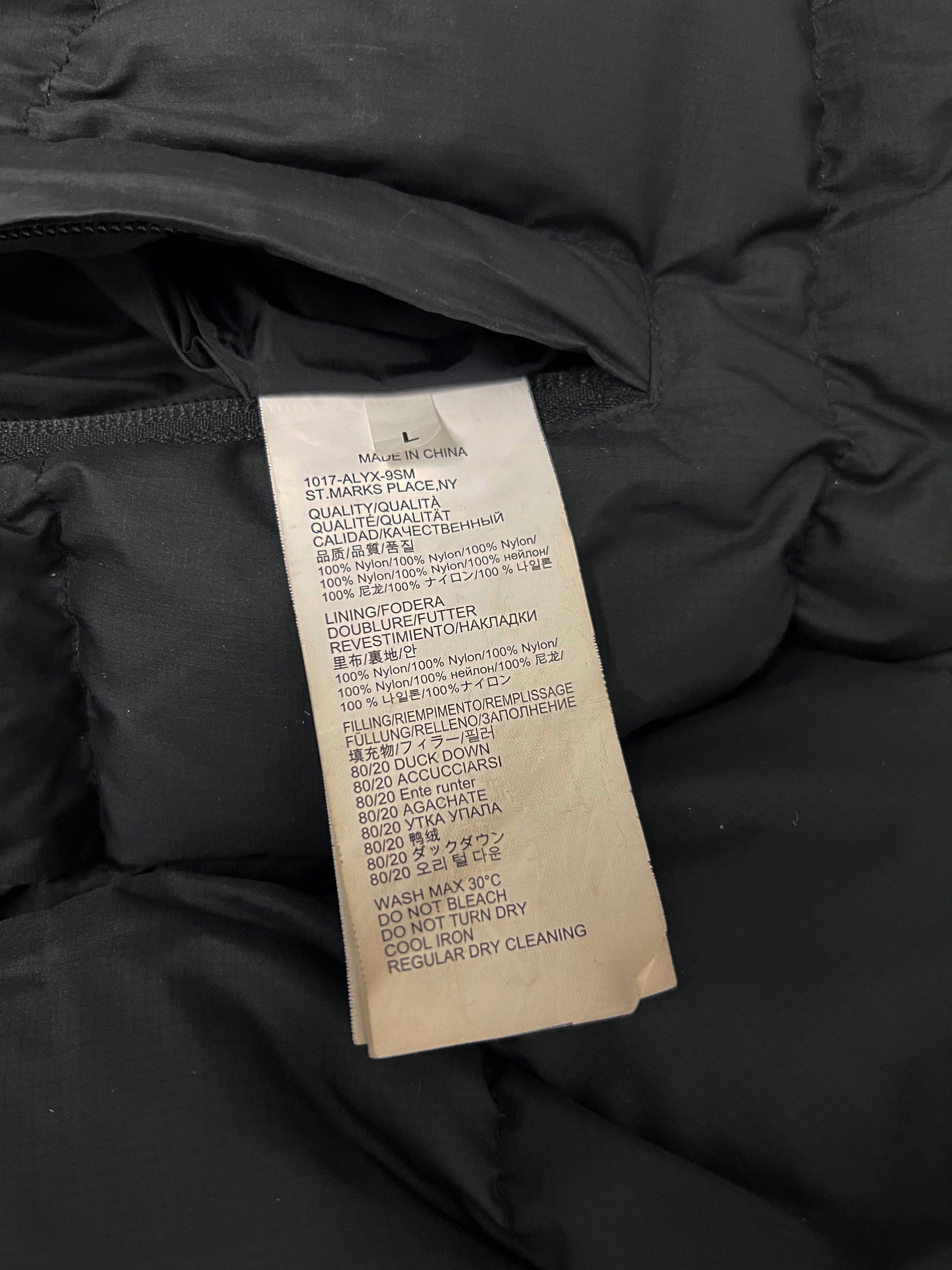 1017 Alyx 9sm Puffer Jacket Size Large